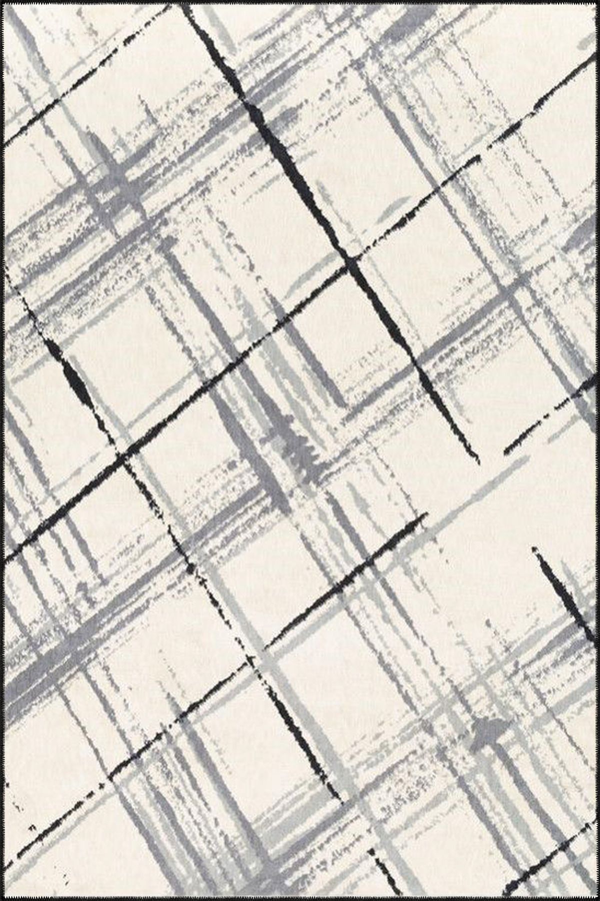 Krem Geometrik Dalgalı Sonsuz Temalı Dekoratif Halı ve Yıkanabilir Halı miravip9712