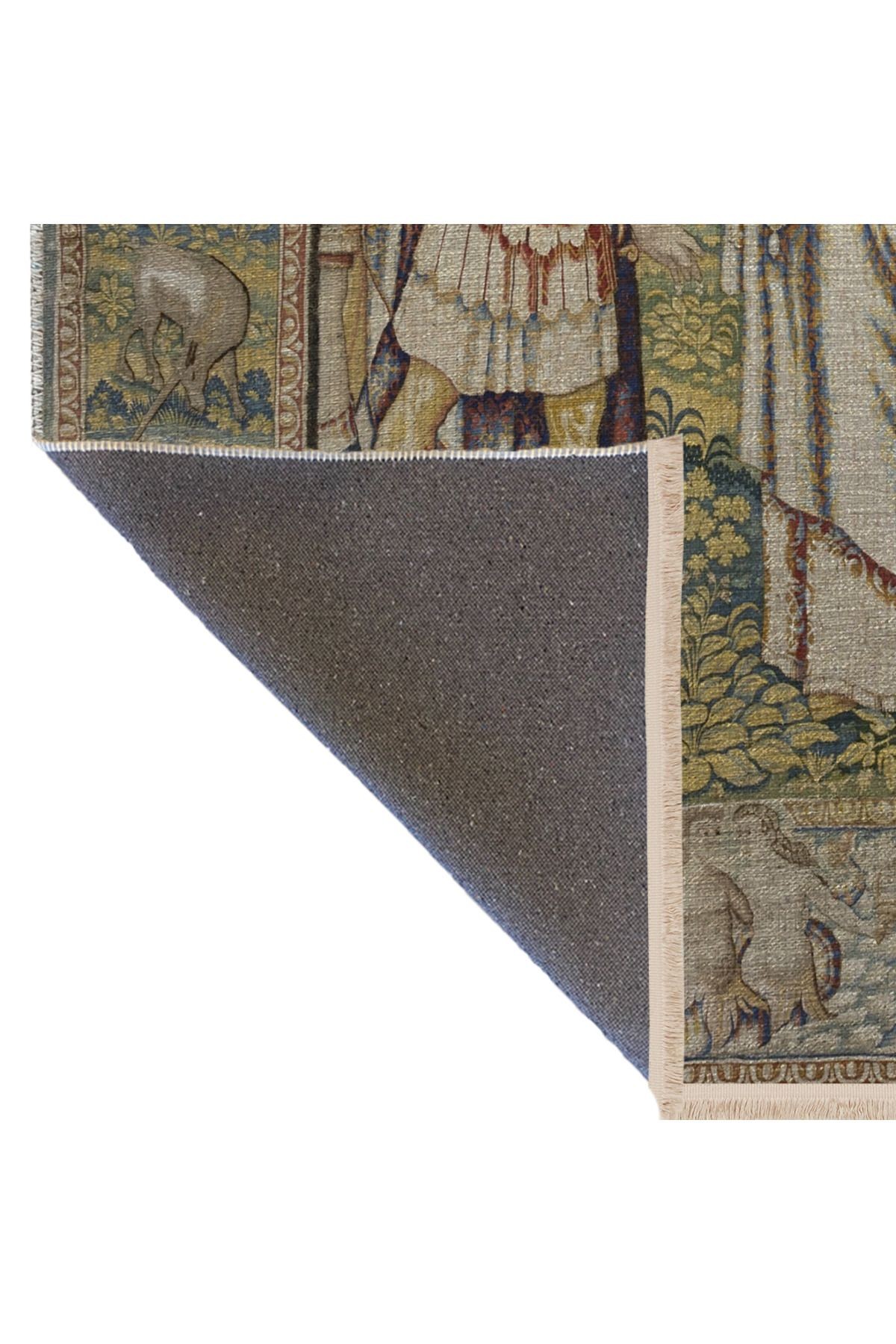 Çok Renkli Goblen Tasarım Şövalye ve Prenses Desenli Kreatif Vintage Dekoratif Halı 2890
