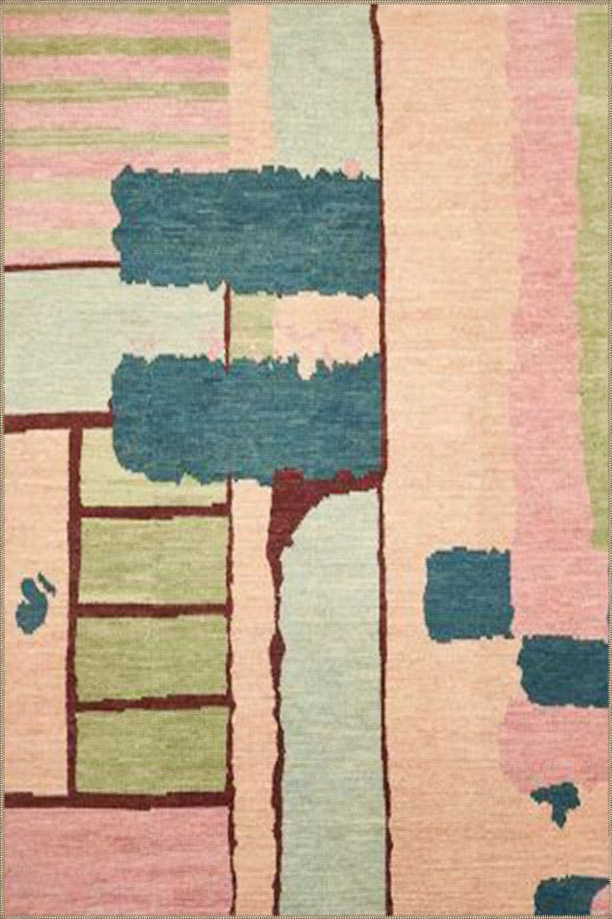 Pembe Tonlarda Modern Desenli Dekoratif Halı miravip449