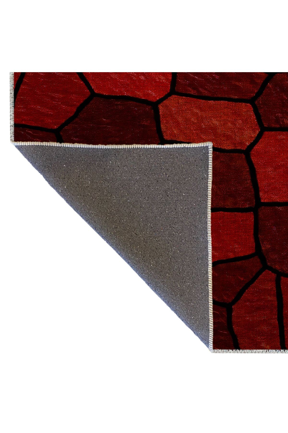Kırmızı Temalı Karma Geometrik Şekil Mermer Desenli Kreatif Modern Dekoratif Halı 2360