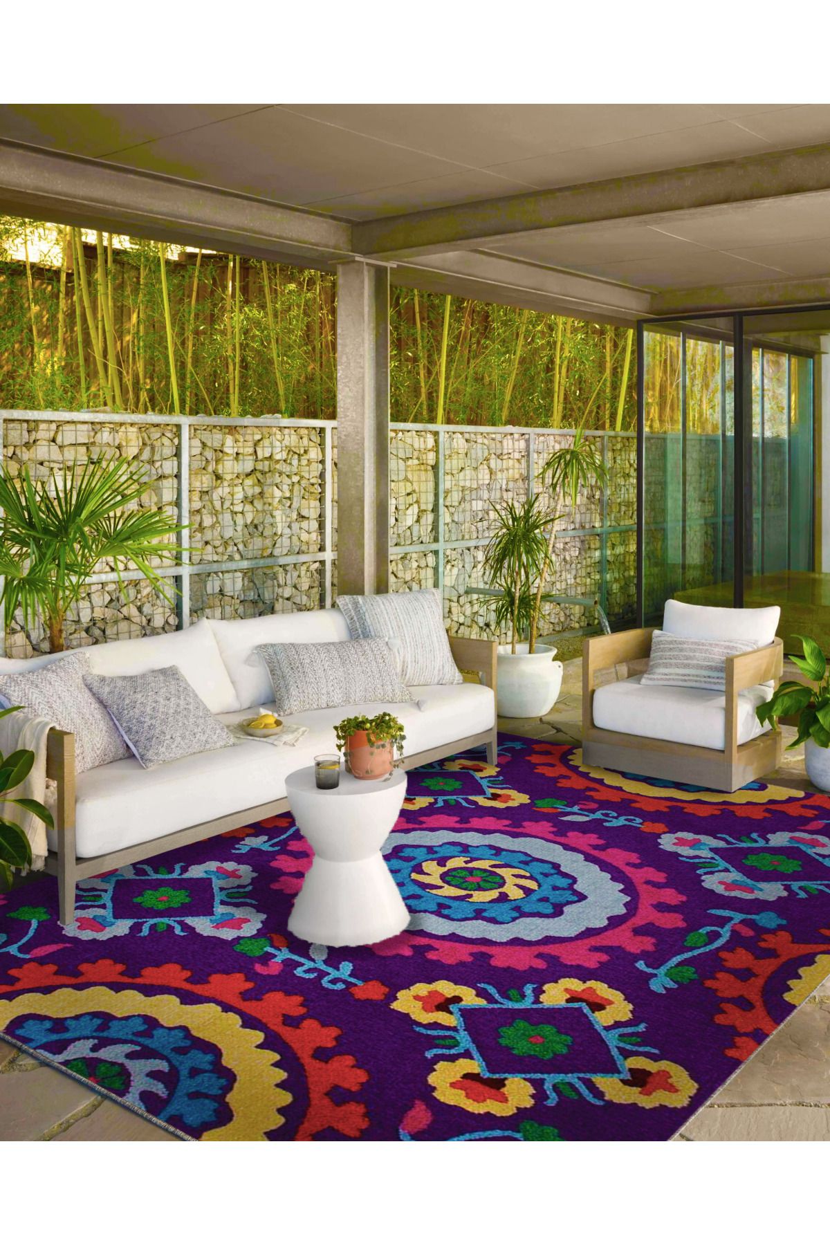 Mor Desenli Renkli Çiçekli Temalı Dokuma Taban Halı ve Yıkanabilir Halı miravip9848