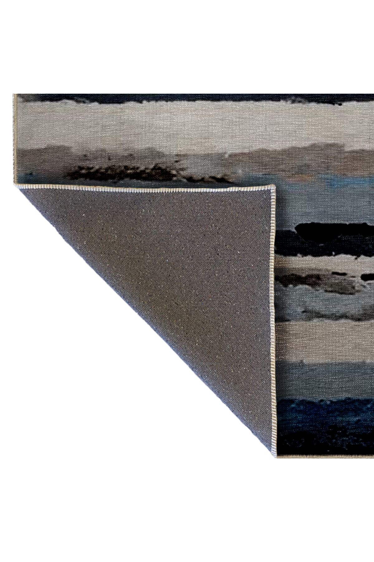 Mavi Gri Tonlar Soyut Çizgili Desenli Modern Dekoratif Halı 5280