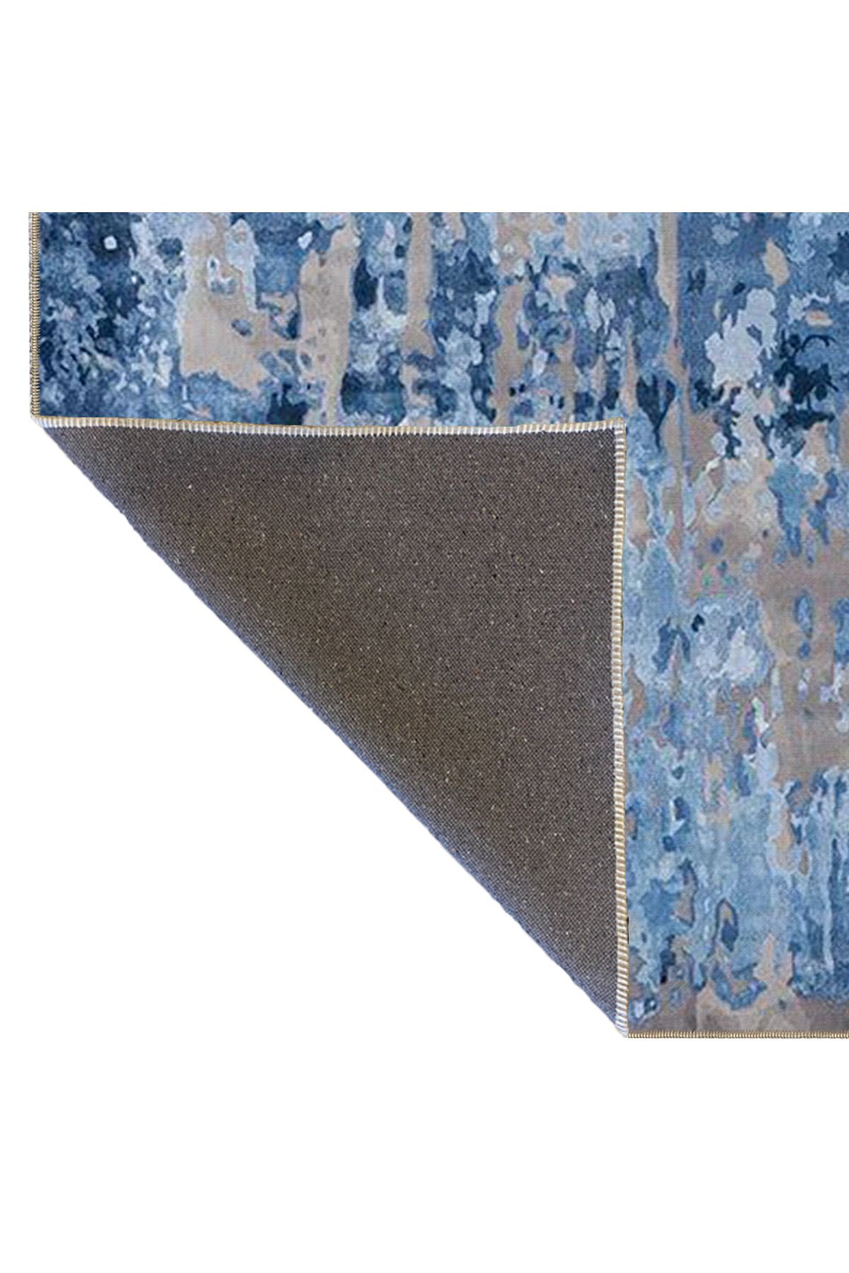 Mavi Gri Temalı Abstract Soyut Desenli Kreatif Modern Dekoratif Halı 3989