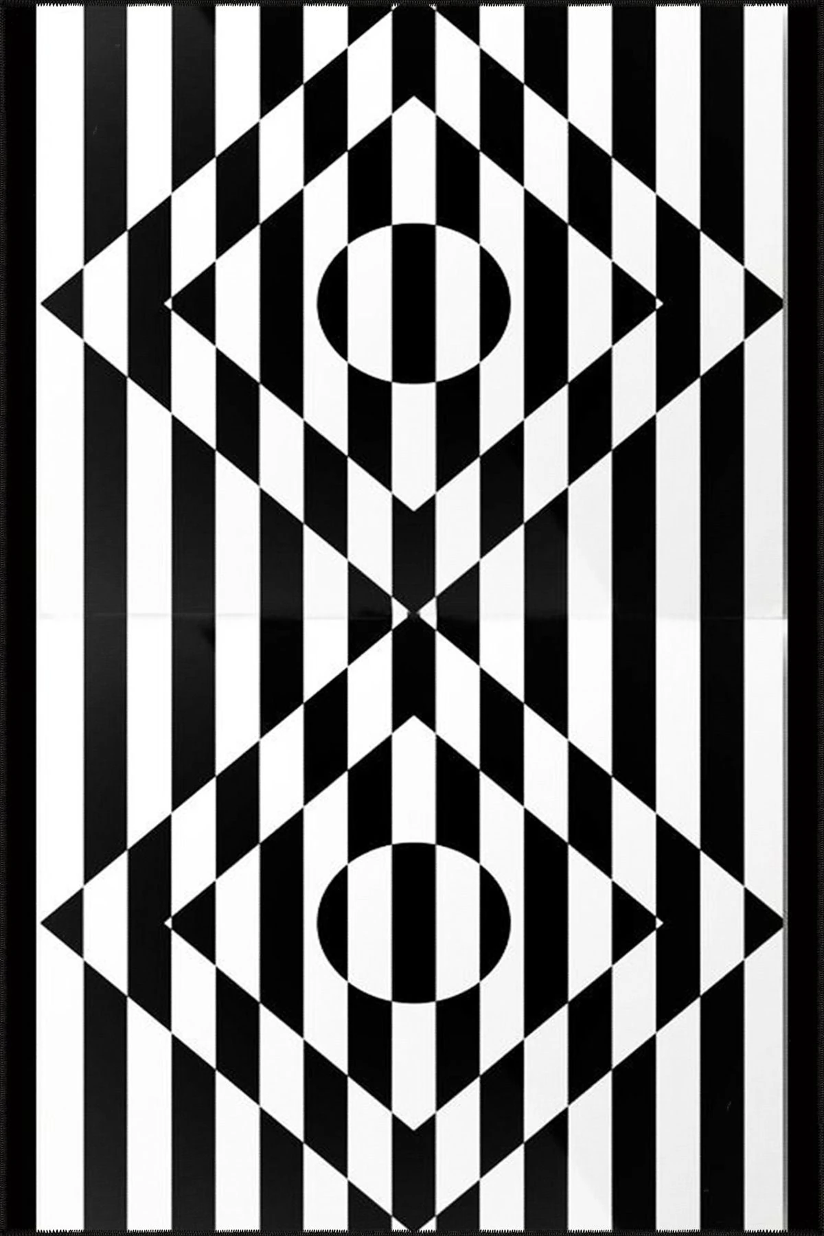 Siyah Beyaz Geometrik Şekilli Desenli Dekoratif ve Yıkanabilir Halı miravip9234