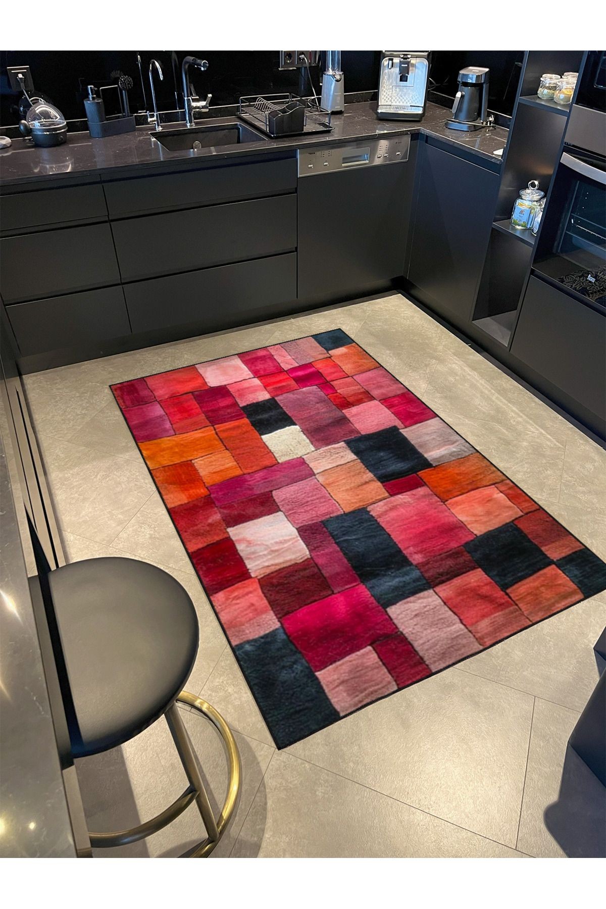 Paris Koleksiyonu Çok Renkli Patchwork Desenli Modern Dekoratif Halı 129