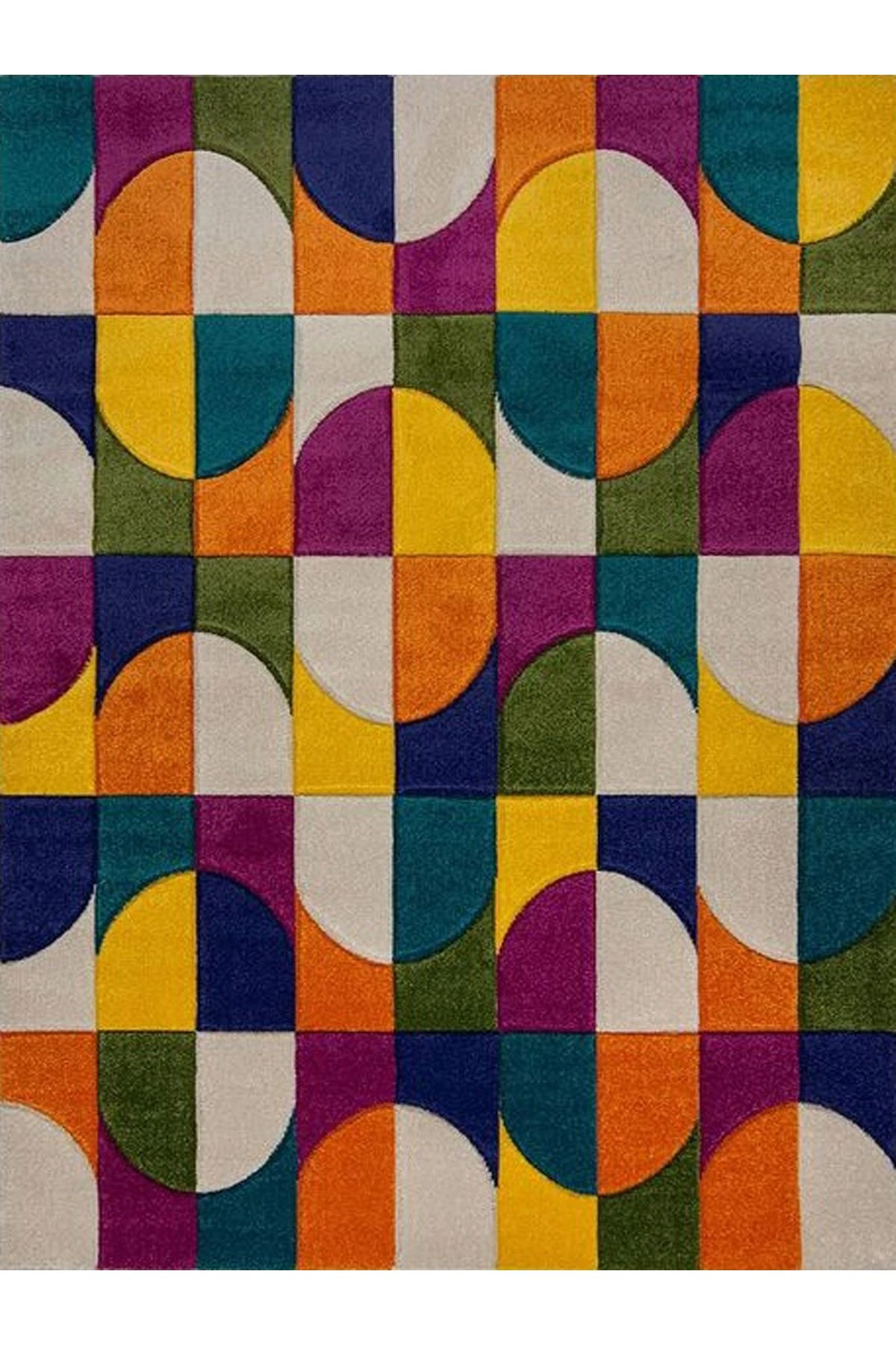 Kuzey Koleksiyonu Çok Renkli Şekiller Dokuma Taban Dekoratif Halı kuzey01