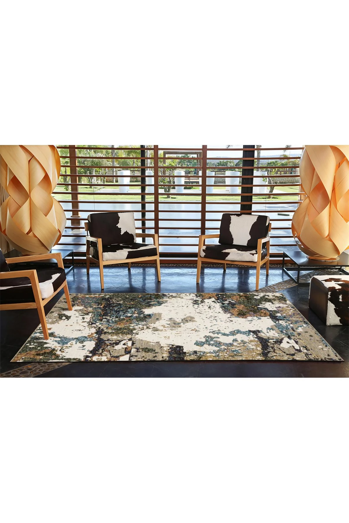 Çok Renkli Soyut Desenli Kreatif Modern Dekoratif Halı 4599