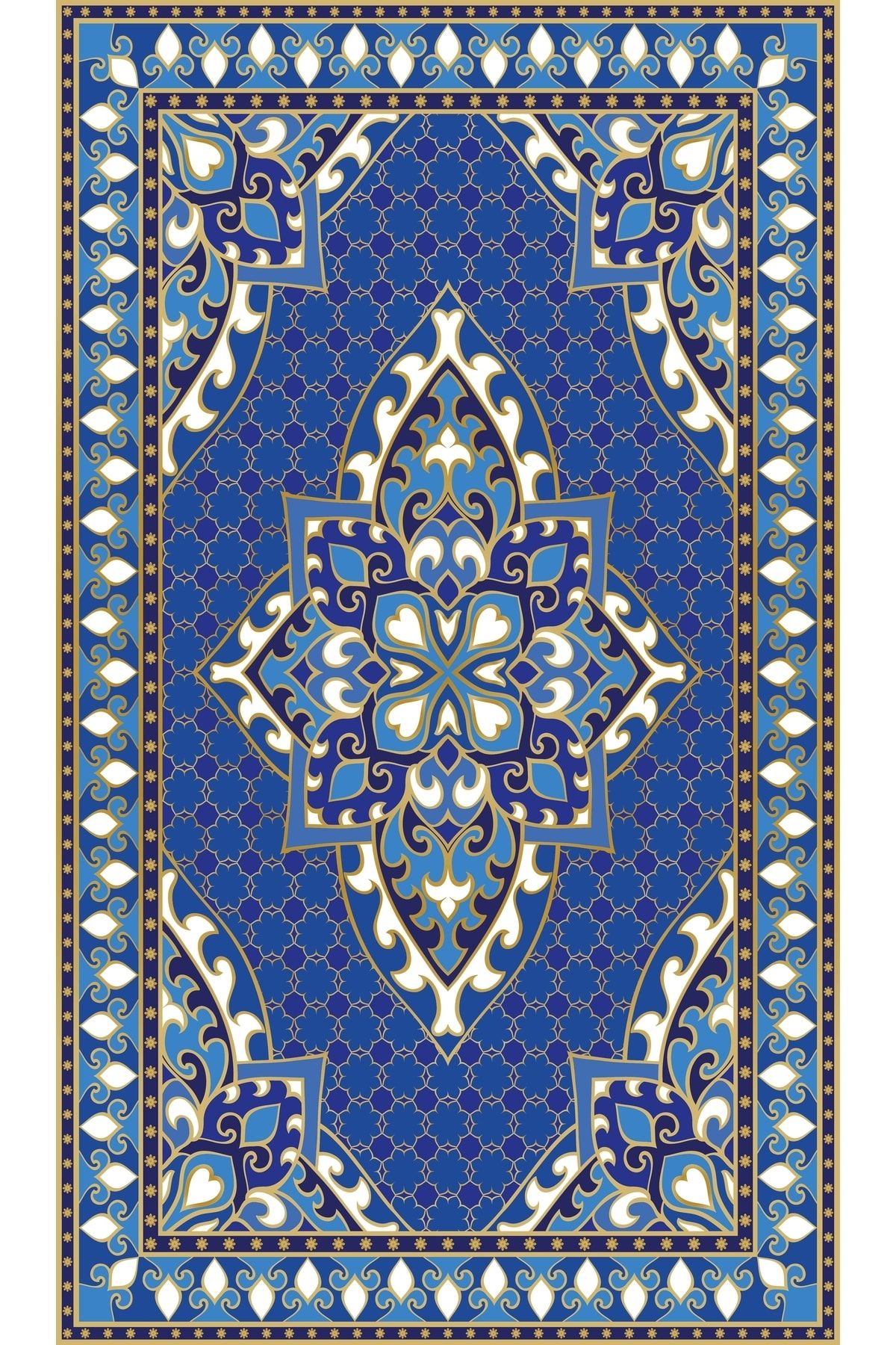 Mavi Baklava Temalı Geometrik Seccade 70x120