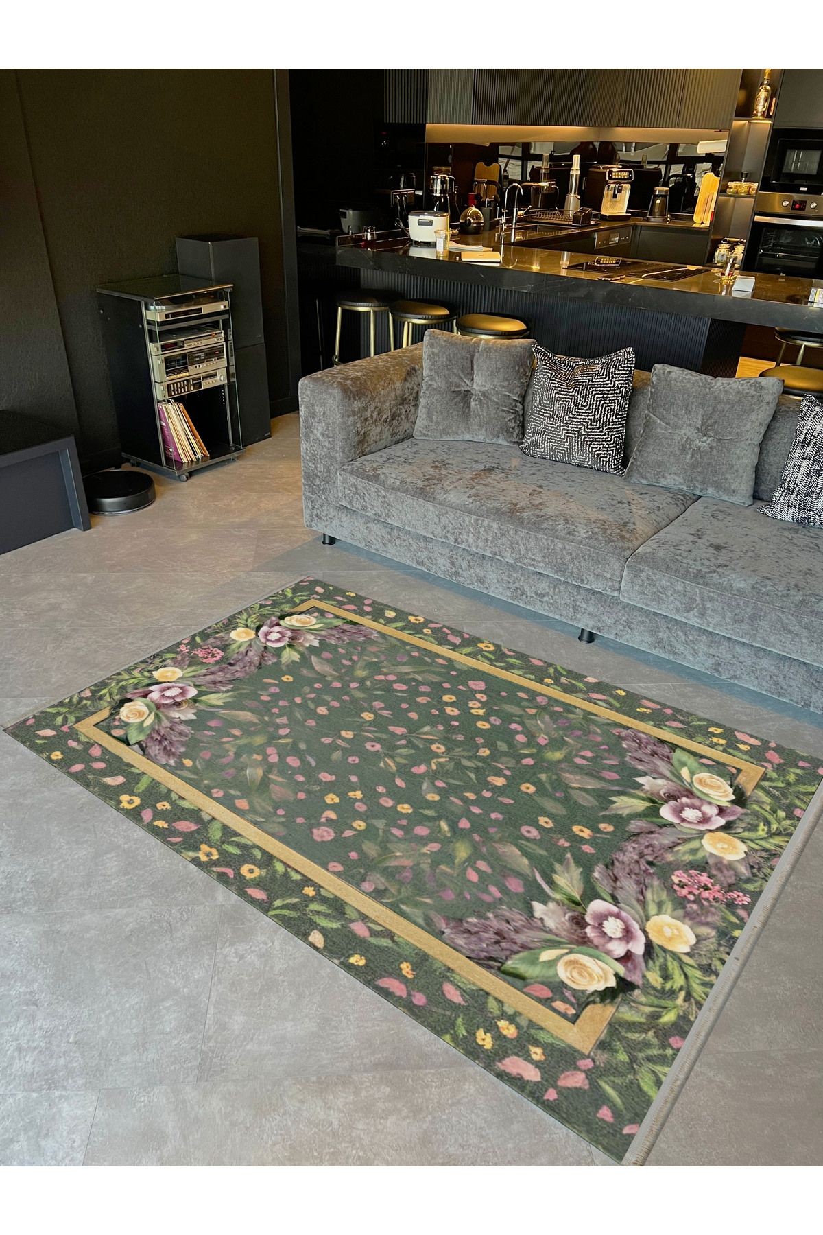 Rio Koleksiyonu Pastel Tonlarda Çiçekler Detaylı Dokuma Taban Modern Dekoratif Halı rio10