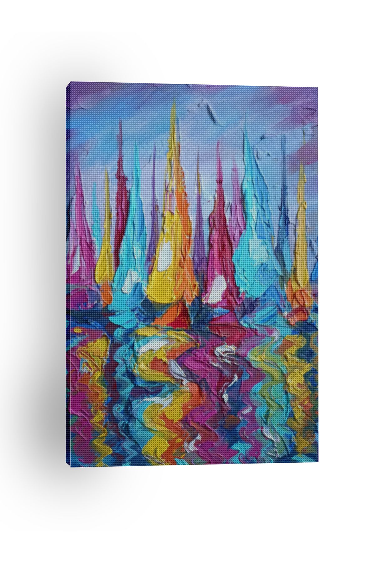 Kanvas Tablo Su ve Gemi Desenli Renkli Temalı Modern Tablo