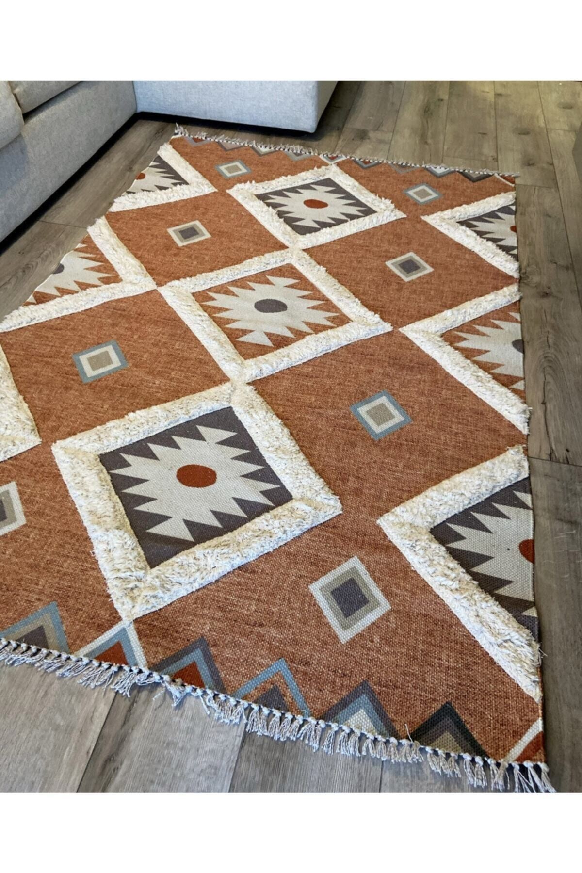Rustik 4017 Pastel Geometrik Desen Kilim