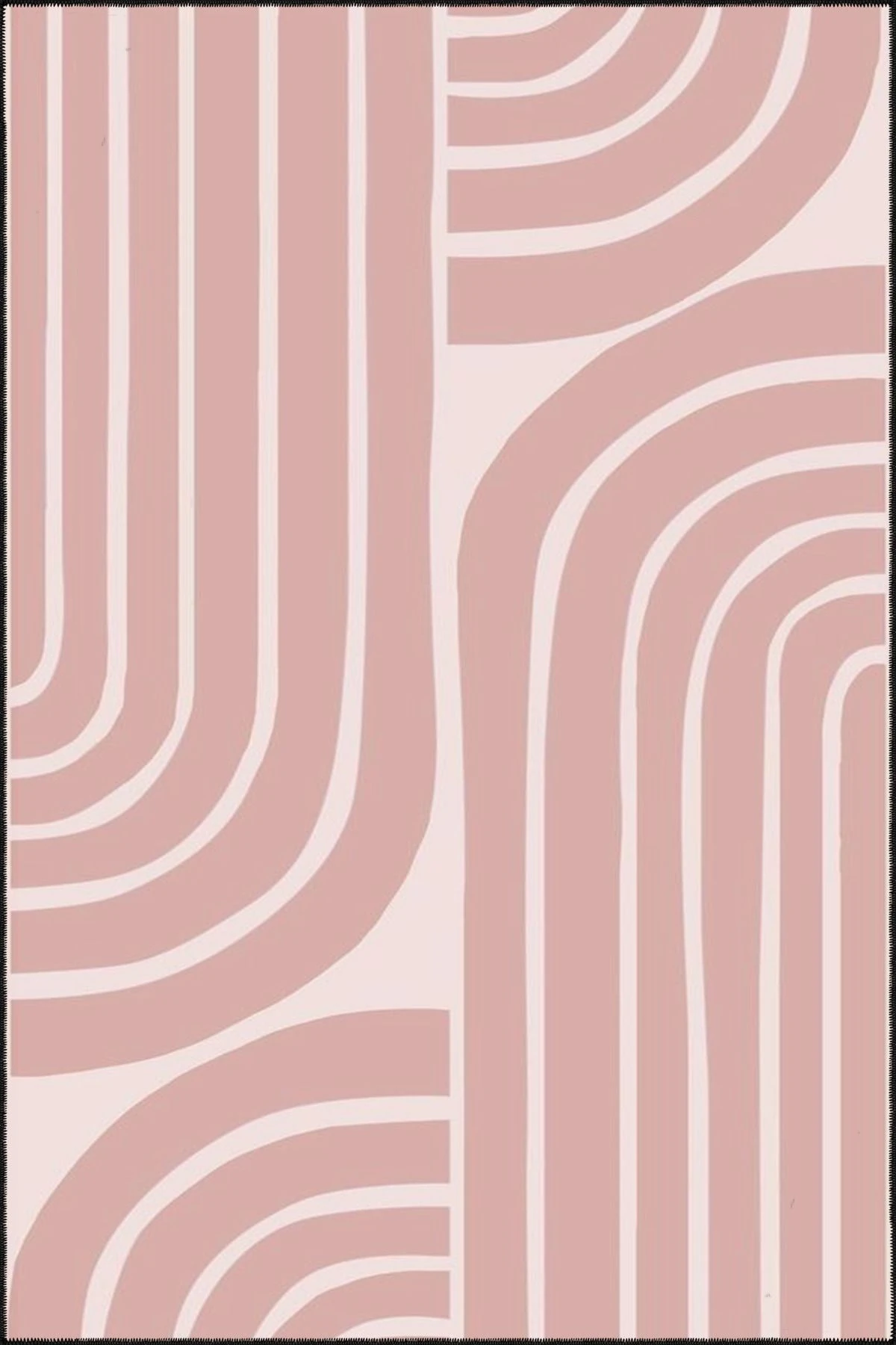 Pembe Beyaz Çizgili Desenli Dokuma Taban ve Yıkanabilir Halı miravip9358