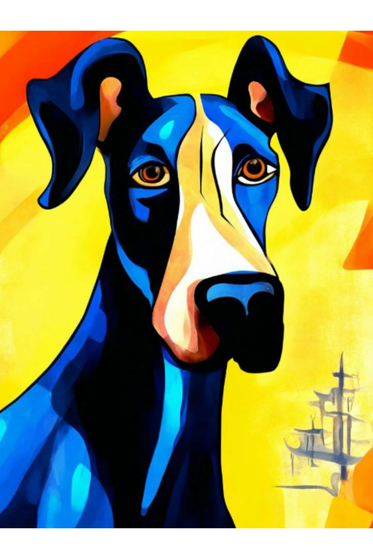 Özge Koleksiyonu Sarı Temalı Çok Renkli Köpek Desenli Dokuma Taban Dekoratif Halı özge26