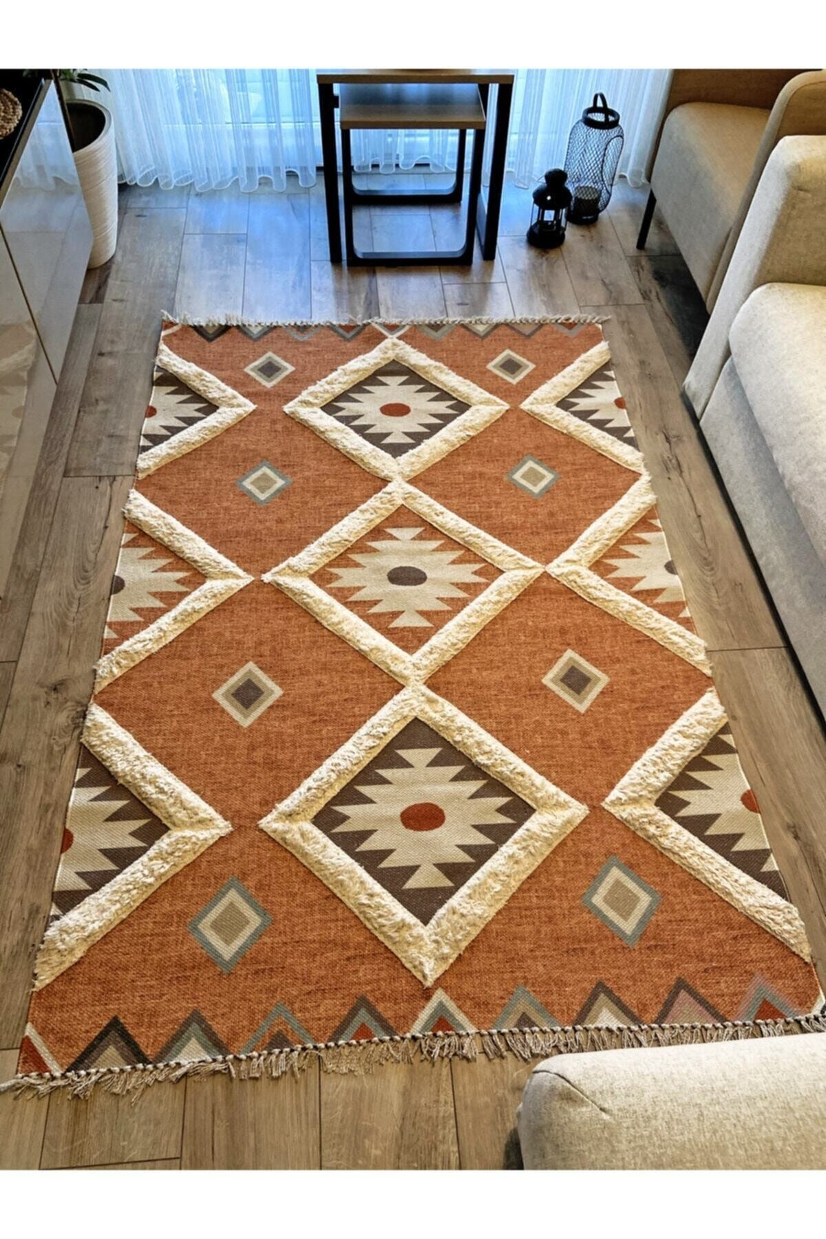 Rustik 4017 Pastel Geometrik Desen Kilim