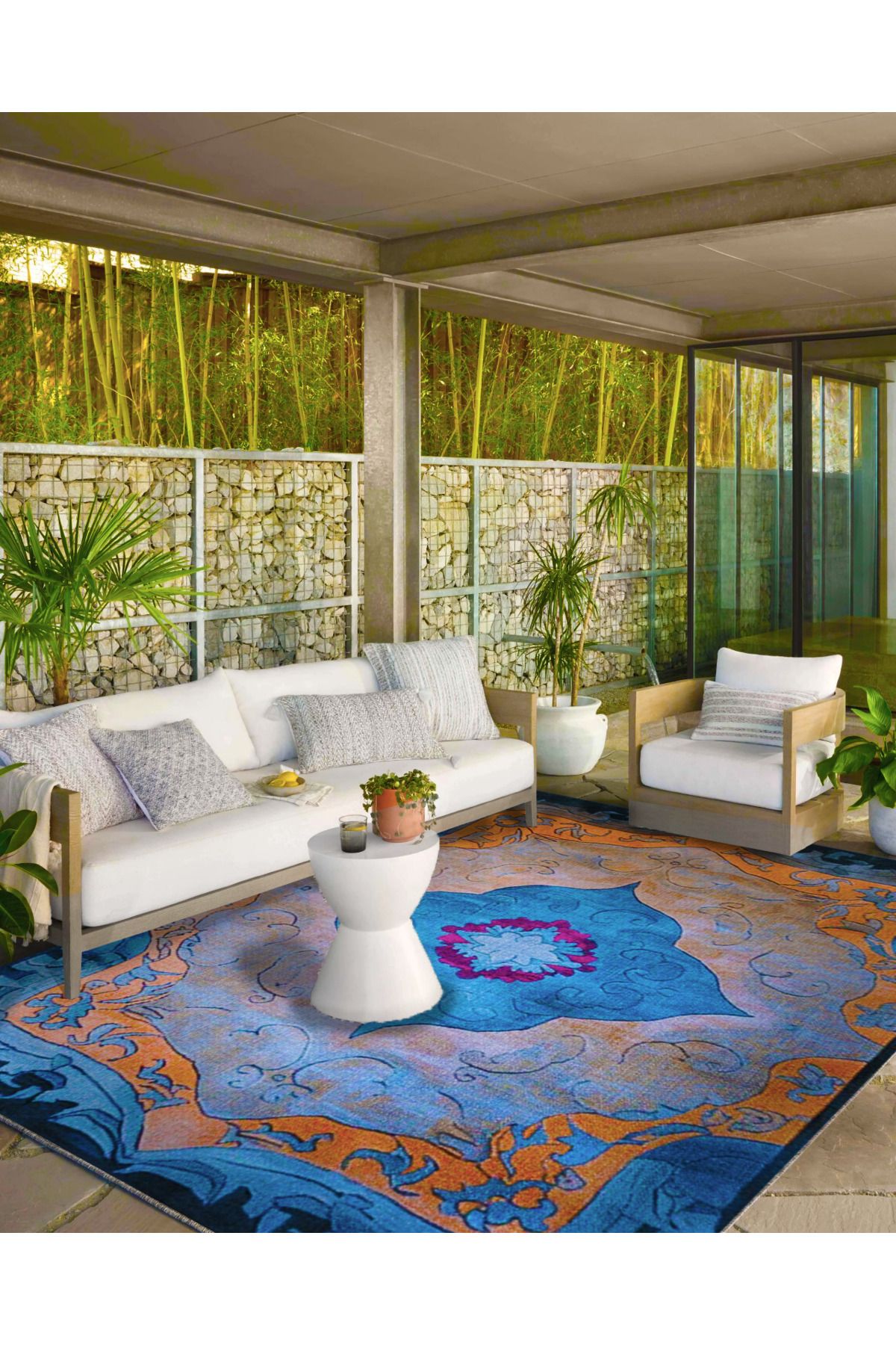 Paris Koleksiyonu Mavi Temalı Geleneksel Motif Desenli Vintage Dekoratif Halı 120