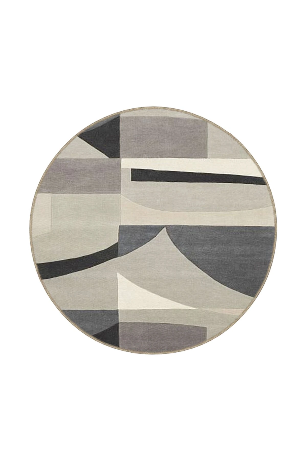 Krem Gri Geometrik Desenli Dokuma Taban miravip822