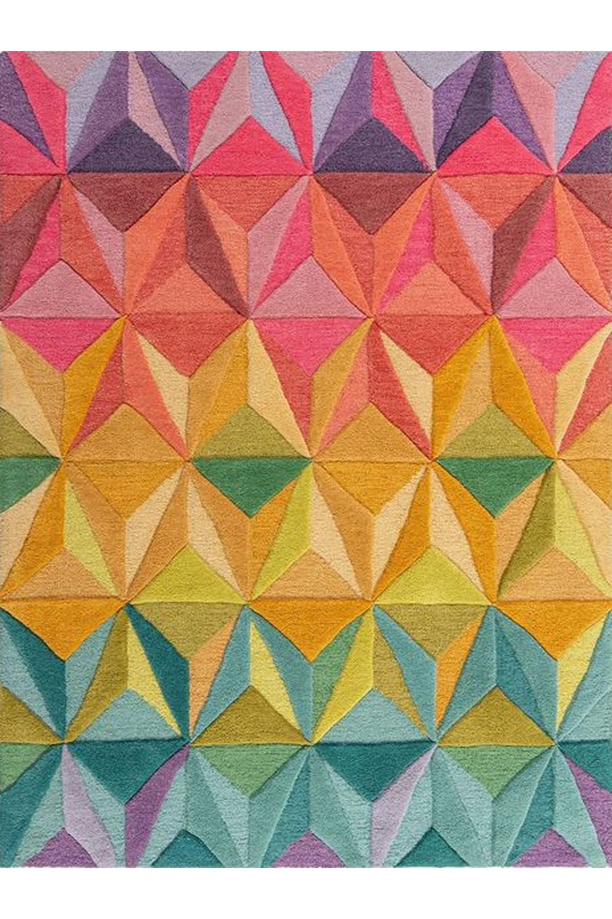 Kuzey Koleksiyonu Çok Renkli Şekiller Dokuma Taban Dekoratif Halı kuzey05