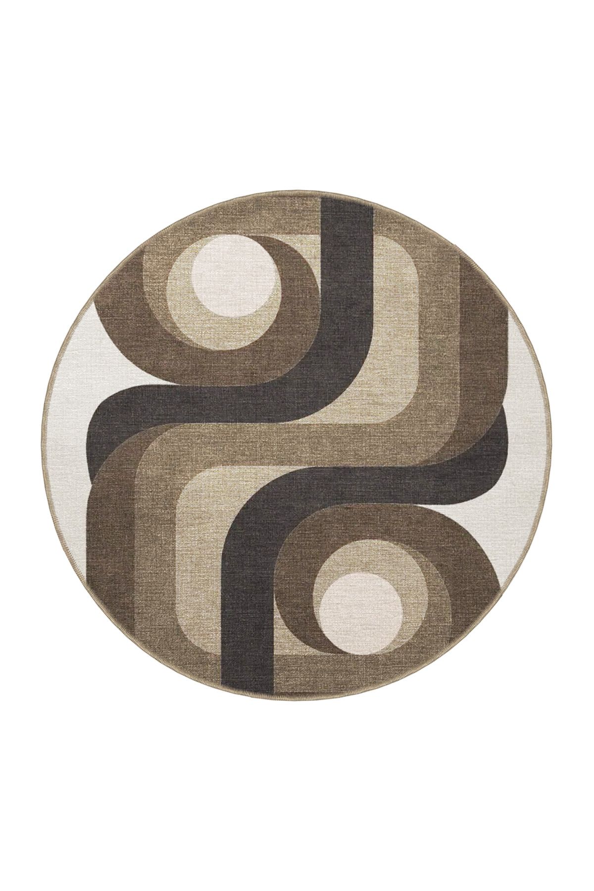 Kahverengi Bej Temalı Soyut Abstract Desenli Modern Dekoratif Halı 3411