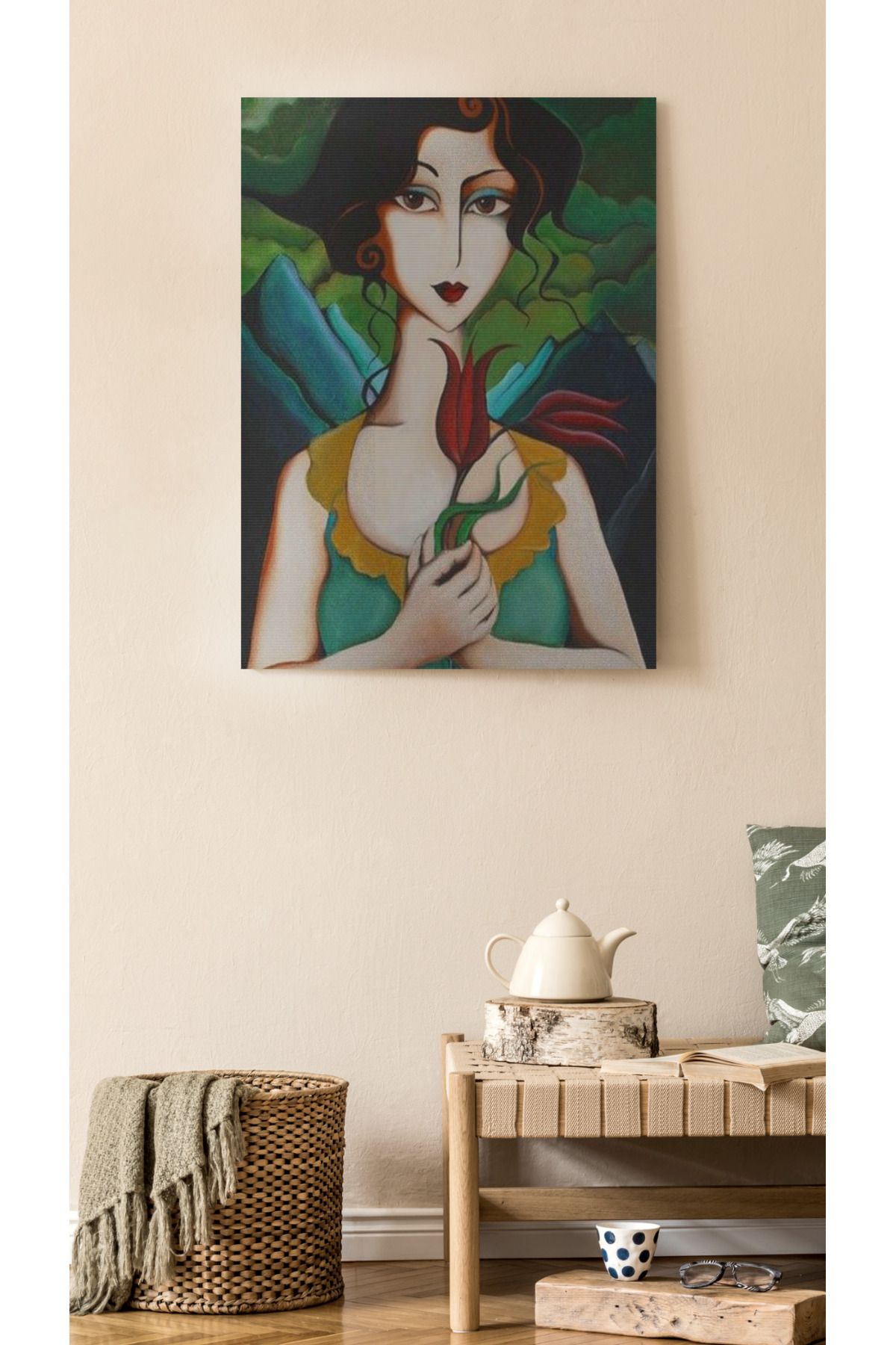 Kanvas Tablo Tatlı Kadın Çizimli Temalı Desenli Temalı Tablo