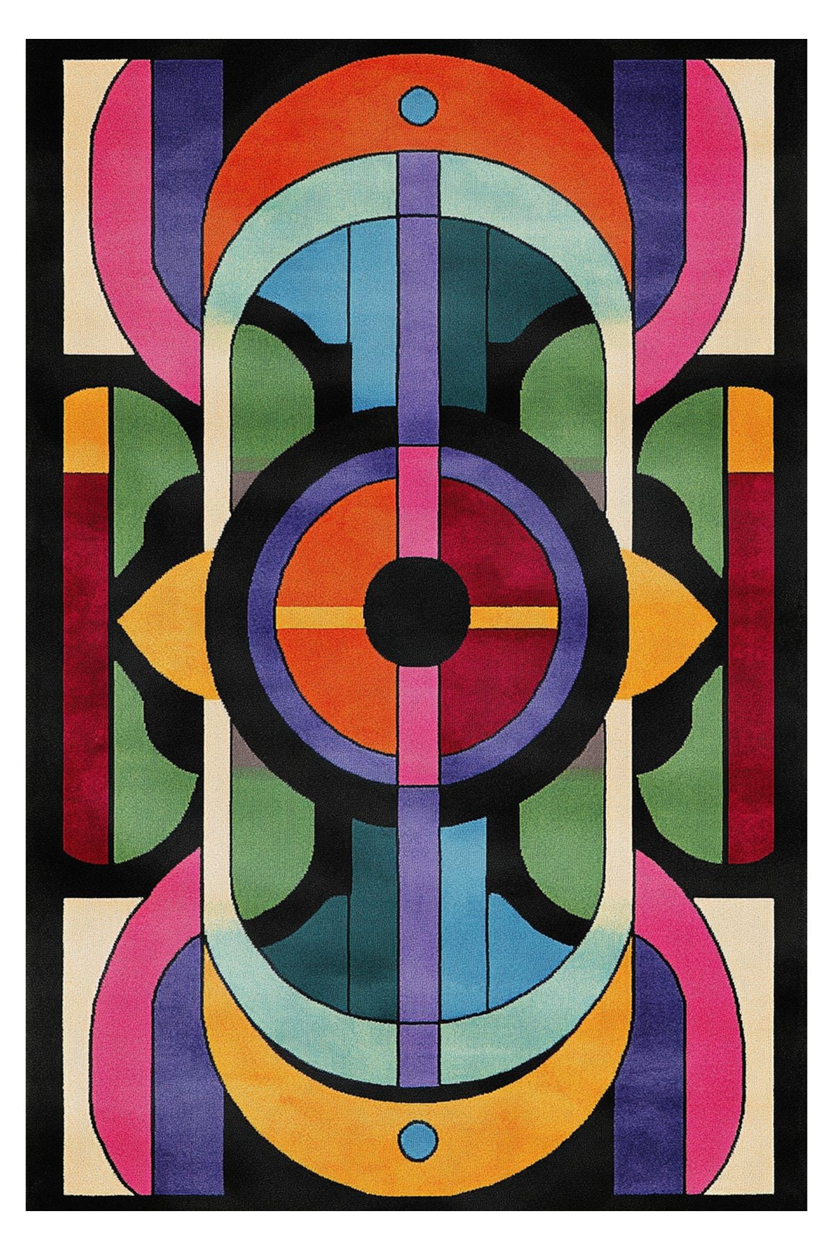 Nora Art Soyut Desen Çok Renkli Dokuma Taban Modern Dekoratif Halı noraart30