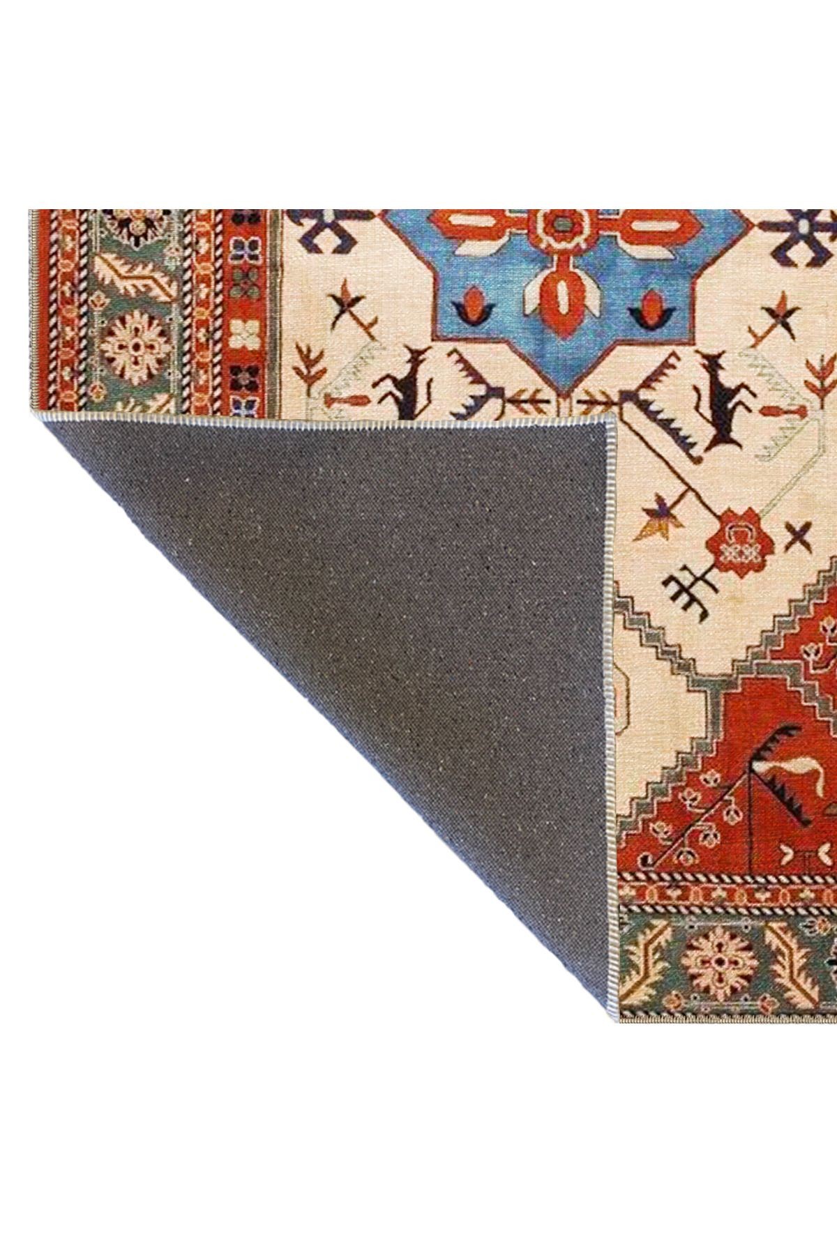 Kırmızı Tonlarında Vintage Modern Dekoratif Halı 3675
