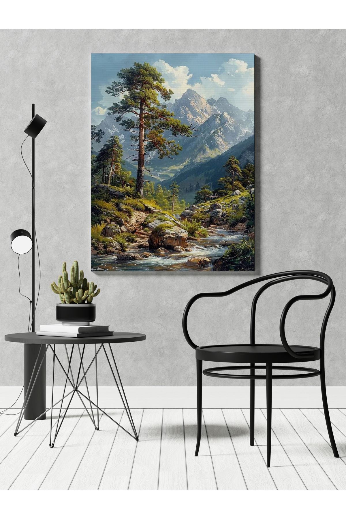 Kanvas Tablo Ağaç Temalı Dağ Doğa Temalı Desenli Modern Tablo