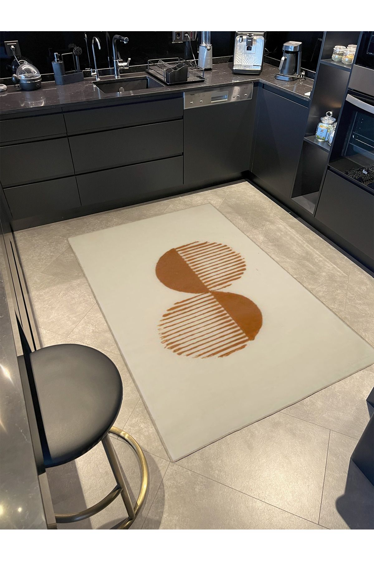 Kahverengi Hira Modern Desenli Dokuma Taban ve Yıkanabilir Halı miravip9425