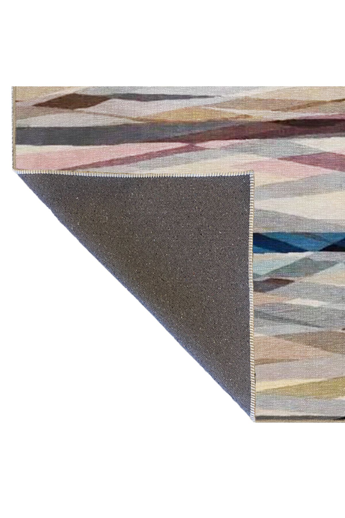 Gri ve Karışık Renkli Tonlarında Çapraz Çizgili Desenli Dekoratif Halı 4081