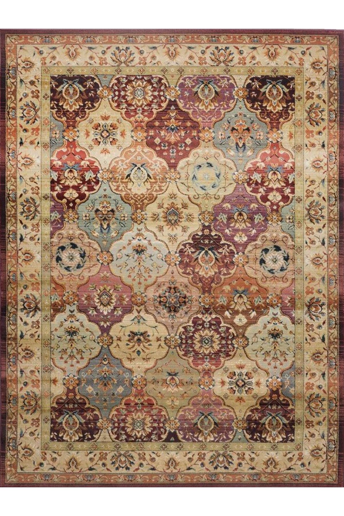 Kuzey Koleksiyonu Turuncu Bej Etnik Desenli Dokuma Taban Dekoratif Halı kuzey10