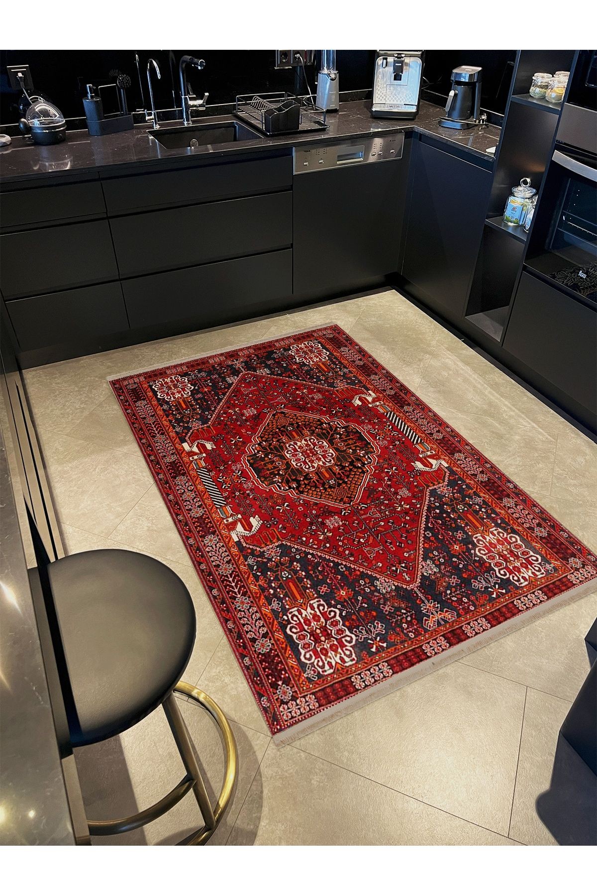 Asena Koleksiyonu Bordo Tonlarda Etnik Motifler ve Geleneksel Desenli Vintage Dekoratif Halı 49