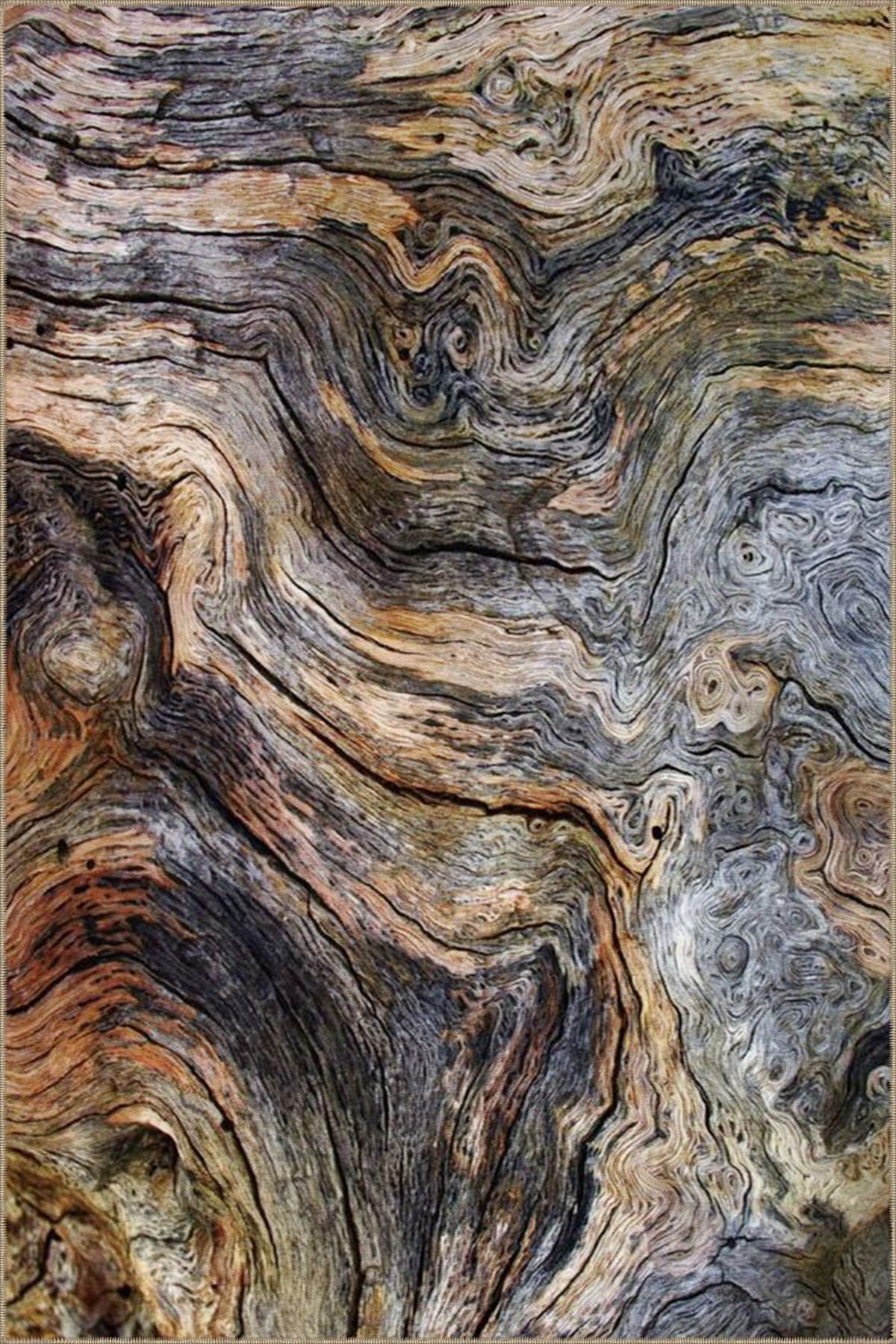 Kahverengi Jüpiterr Dalgalı Desenli Yıkanabilir Dekoratif Halı miravip8038