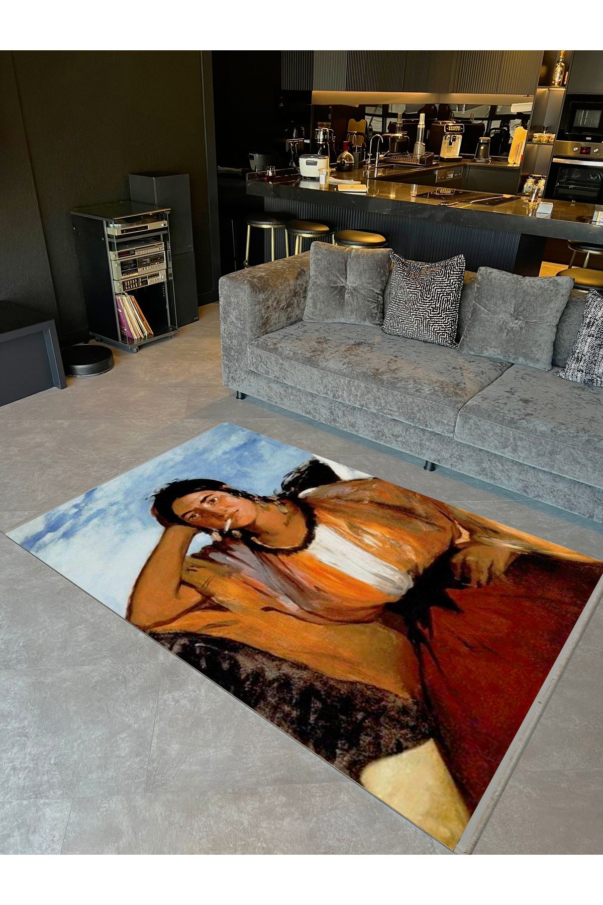 Barcelona Koleksiyonu Pastel Renklerde Kızılderili Desenli Modern Dekoratif Halı 30