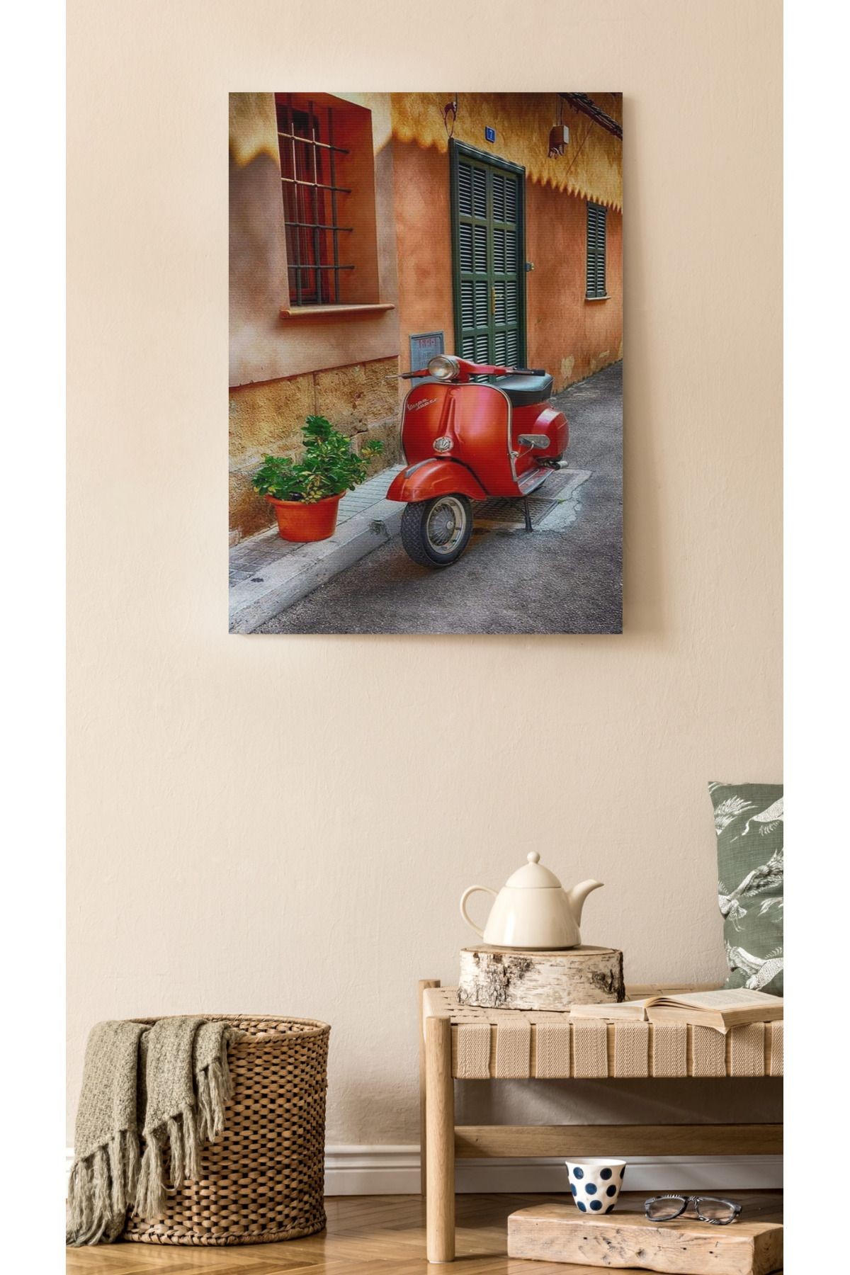 Kanvas Tablo Kırmızı Motor Desenli Temalı Tablo