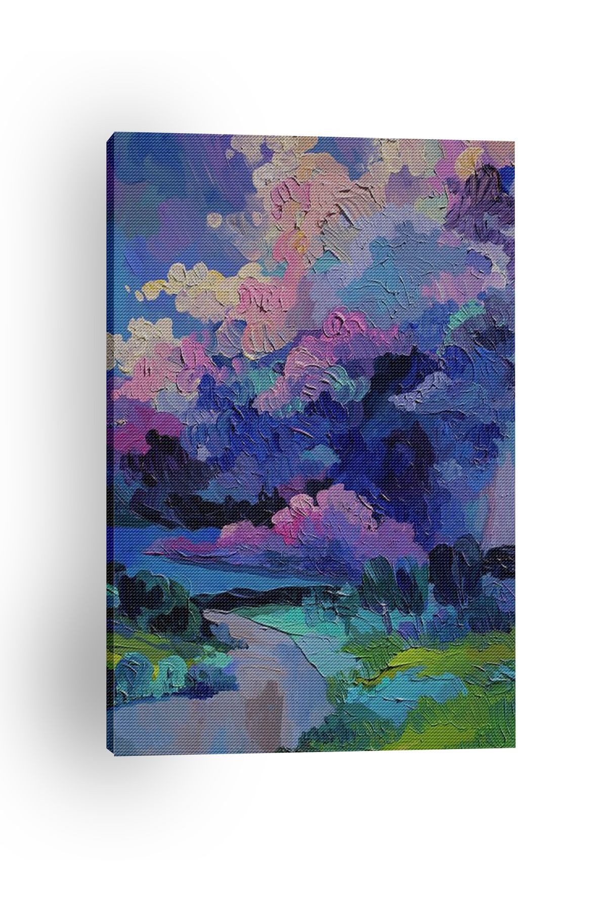 Kanvas Tablo Pastel Boyalı Bulutlu Desenli Modern Tablo