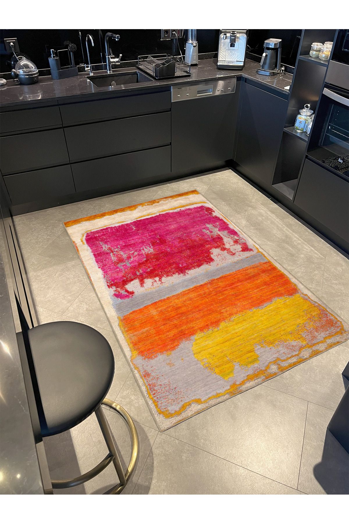 Pembe ve Sarı Renkli Desenli Dokuma Taban miravip653