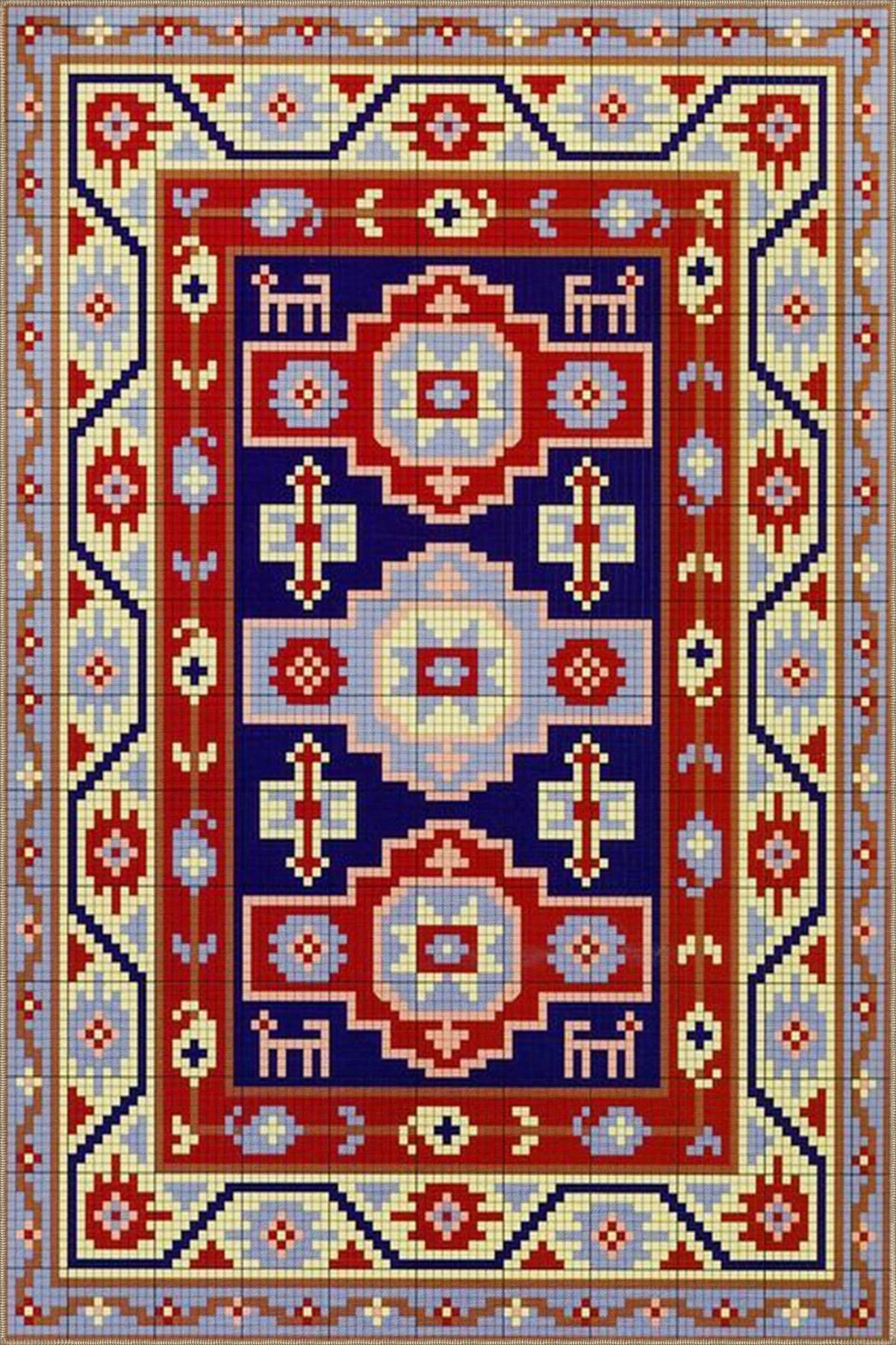 Geleneksel Geometrik Desenli Kırmızı Dokuma Taban Halı 4272