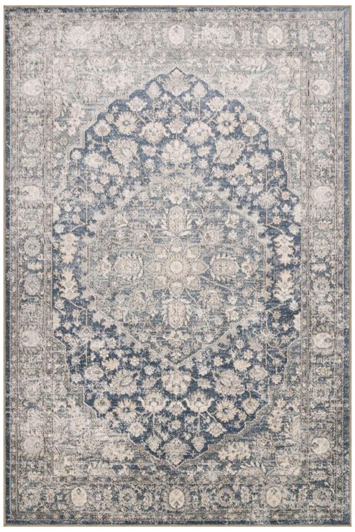 Gri Renklerinde Geleneksel Dokuma Taban Halı miravip366