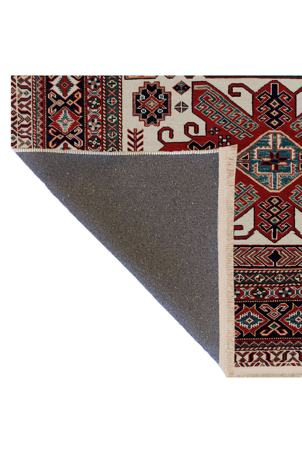 Bordo Temalı Geleneksel Motif Etnik Desenli Vintage Dekoratif Halı 1642