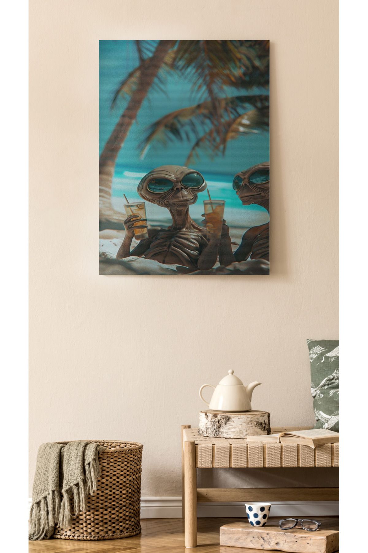 Kanvas Tablo Uzaylı Desenli Temalı Tablo