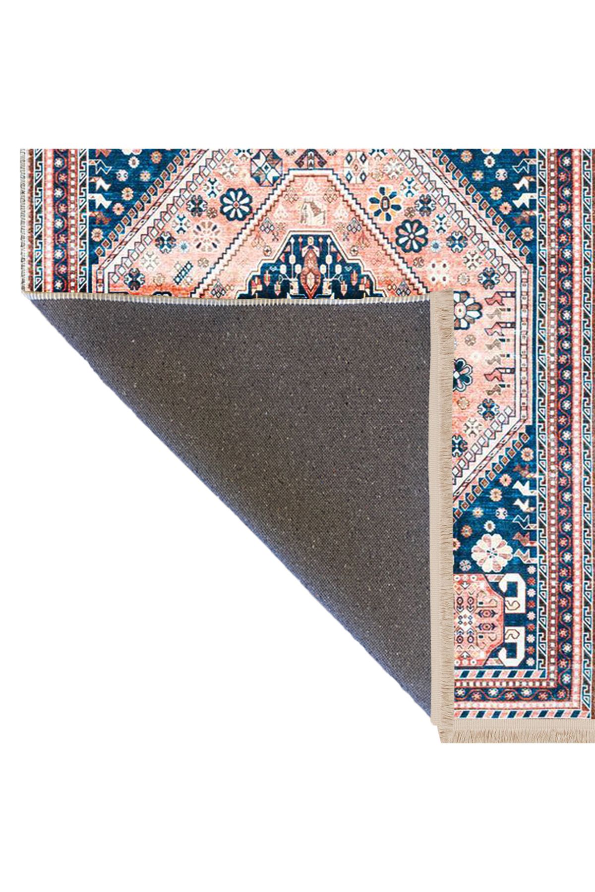 Asya Koleksiyonu Çok Renkli Geleneksel Desenli Dokuma Taban Modern Dekoratif Halı asya09