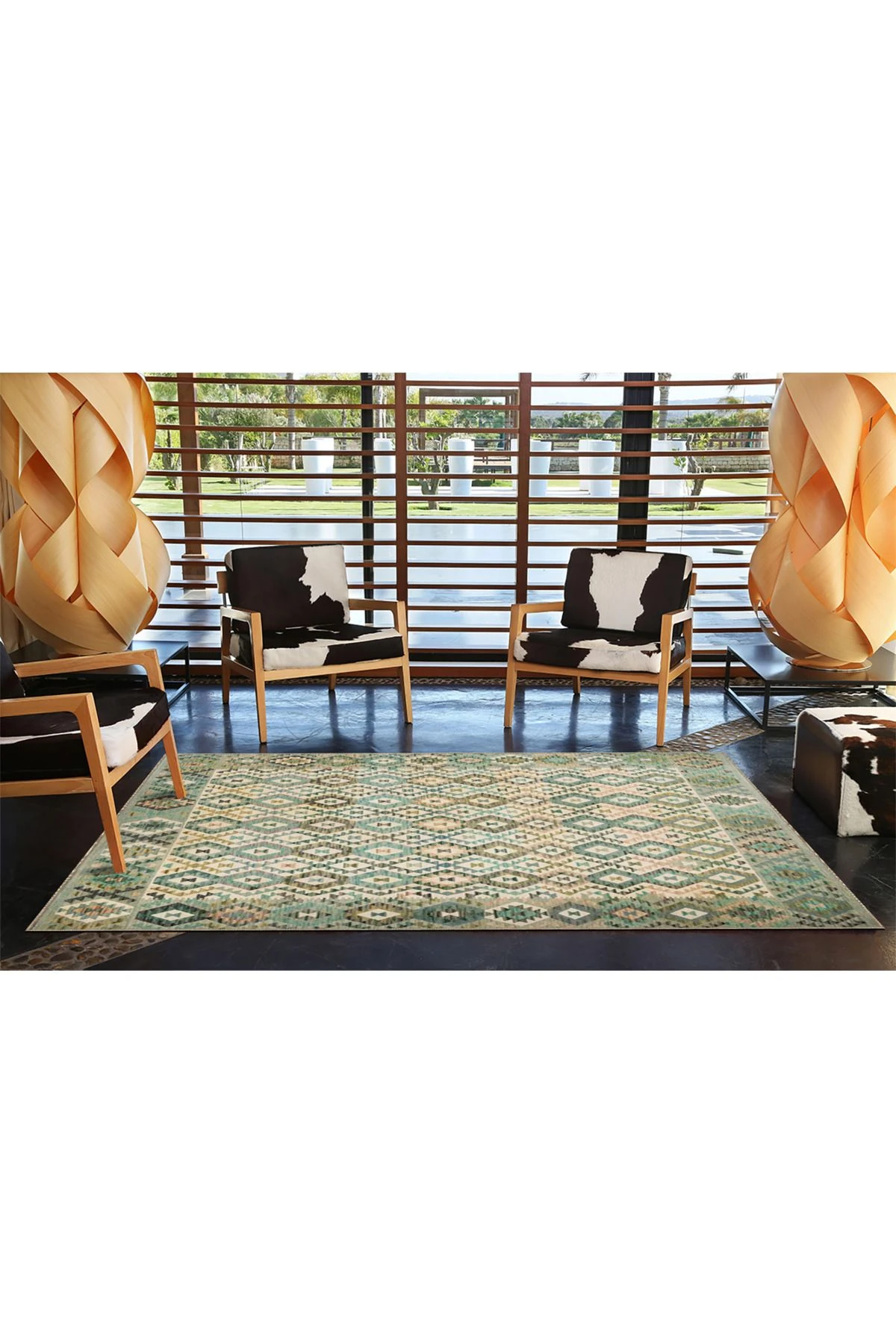 Gri Üçgen Renkli Geometrik Modern Desenli Dokuma Taban ve Dekoratif Halı miravip83