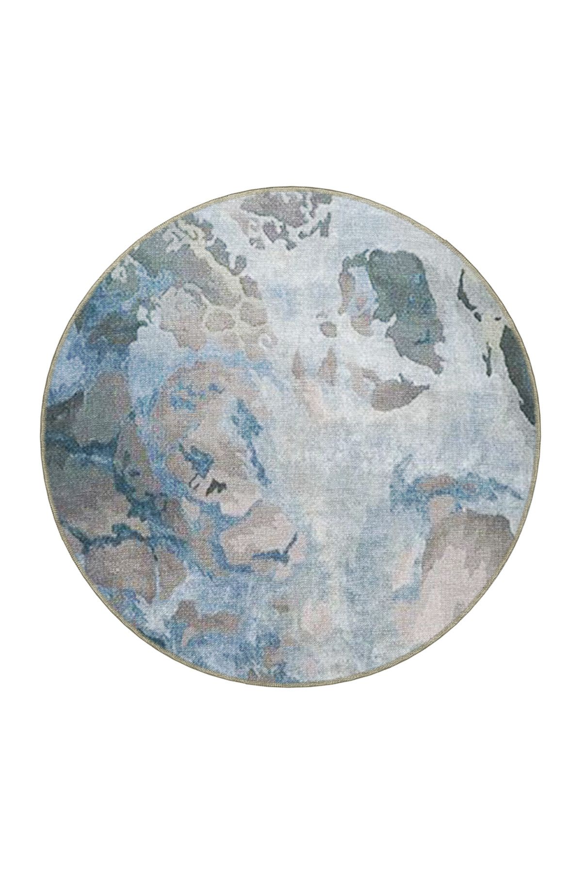 Gri Mavi Temalı Soyut Abstract Desenli Kreatif Modern Dekoratif Halı 3909