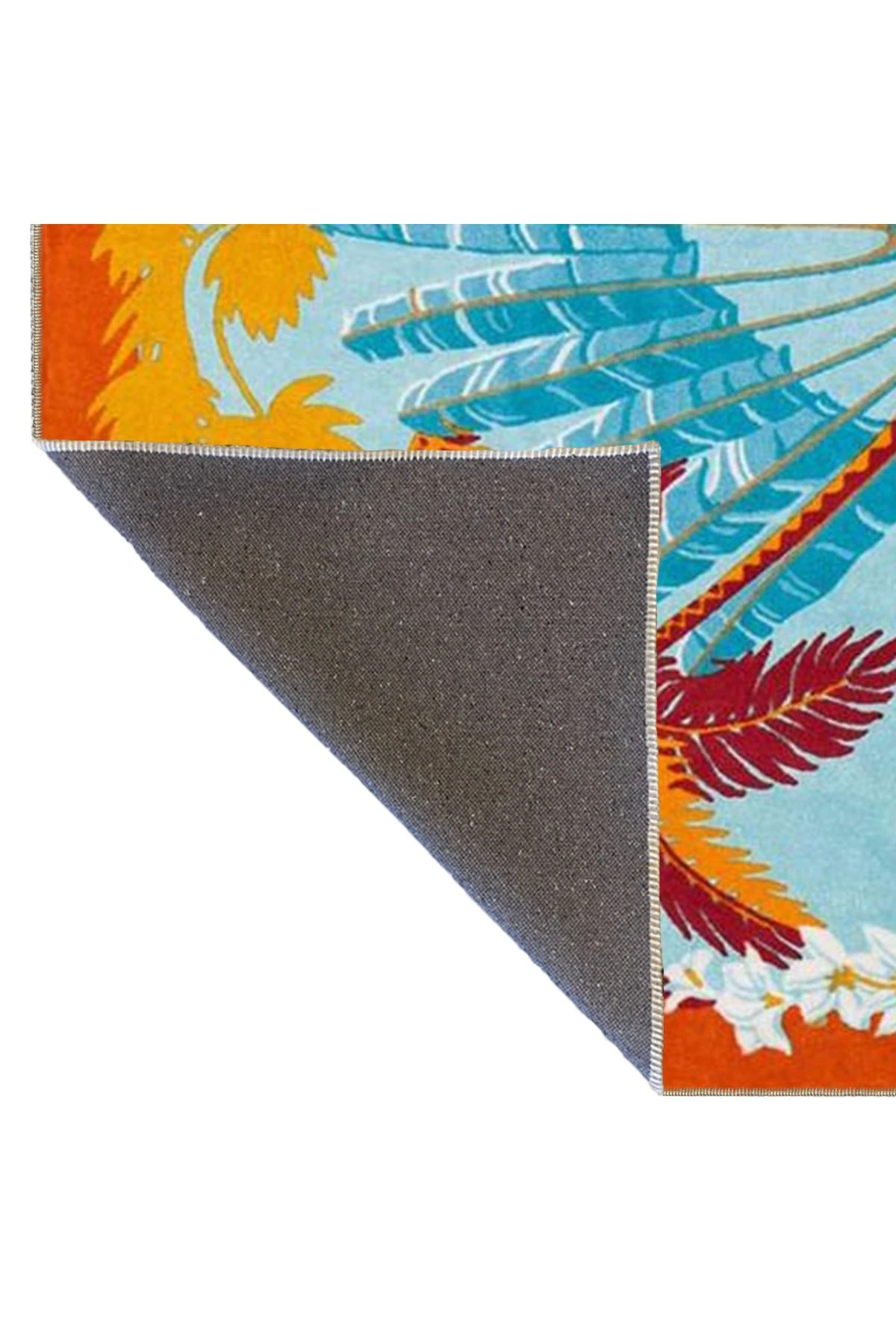 Kırmızı ve Mavi Tonlarında Ağaçlı Dokuma Taban Halı 3784