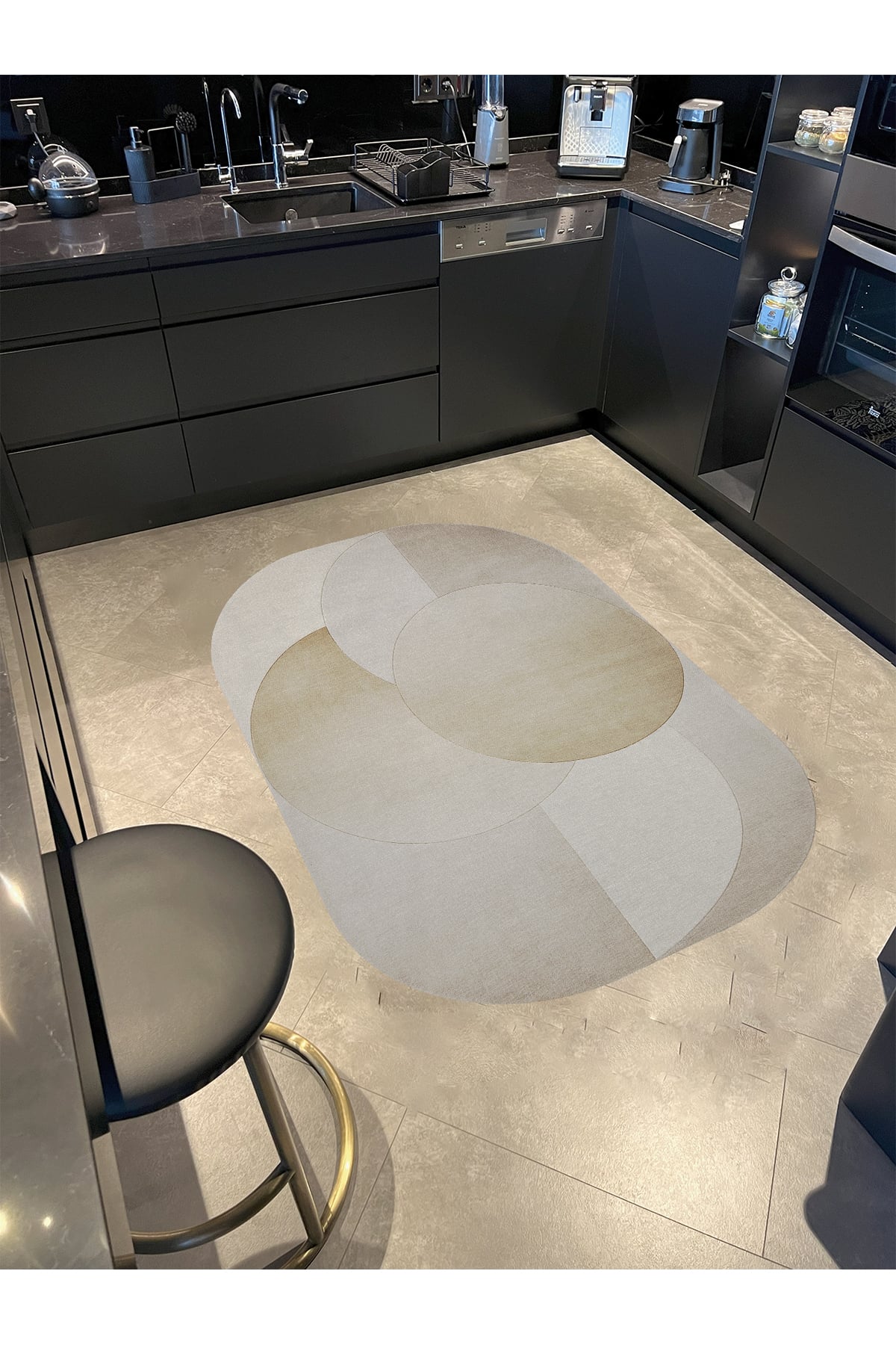 MOSSO Bej Şekil Temalı Desen Dokuma Taban Modern Dekoratif Halı mosso299bej