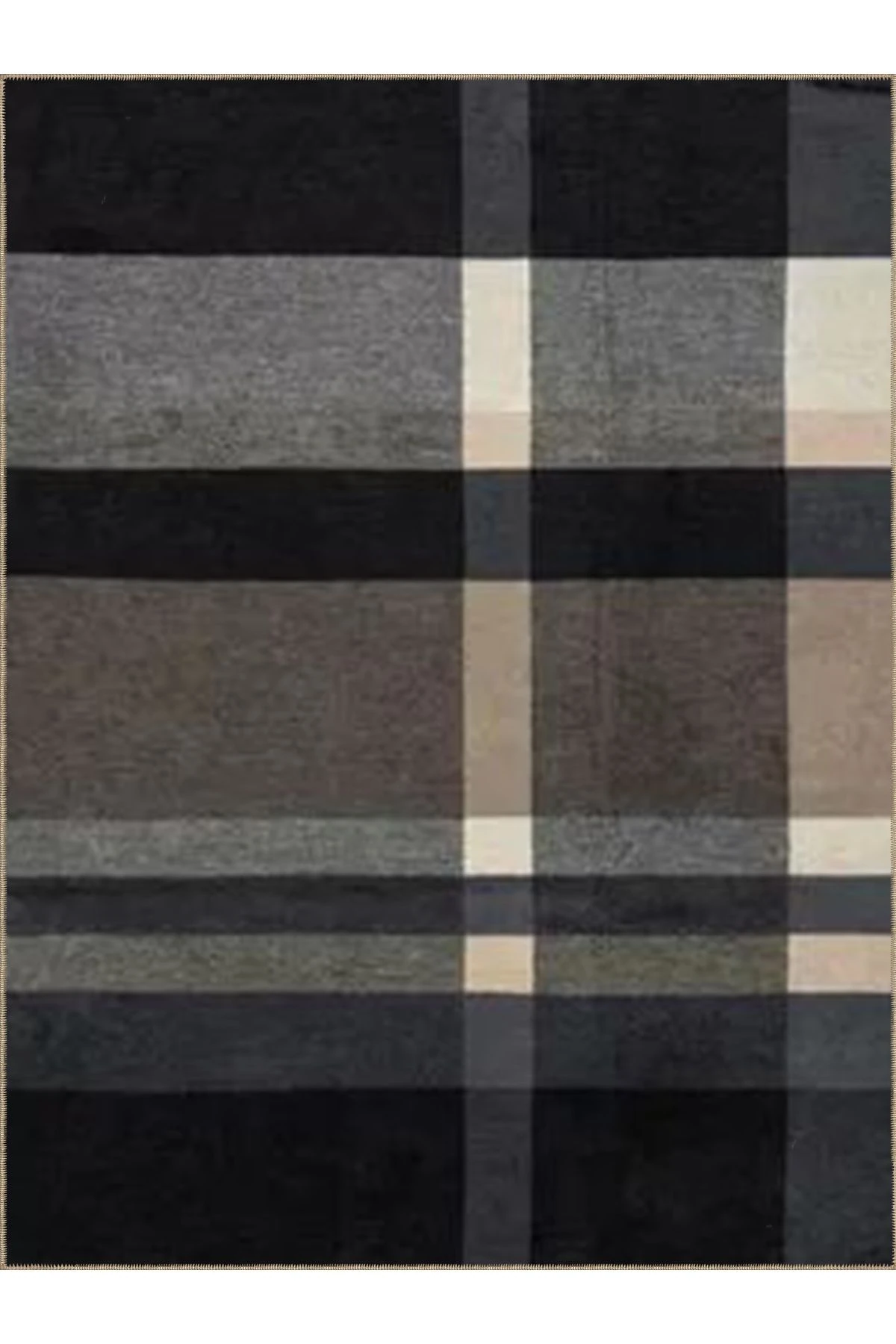 Ametist Serisi Siyah Ekose Desenli Dokuma Taban Modern Dekoratif Halı ametist35