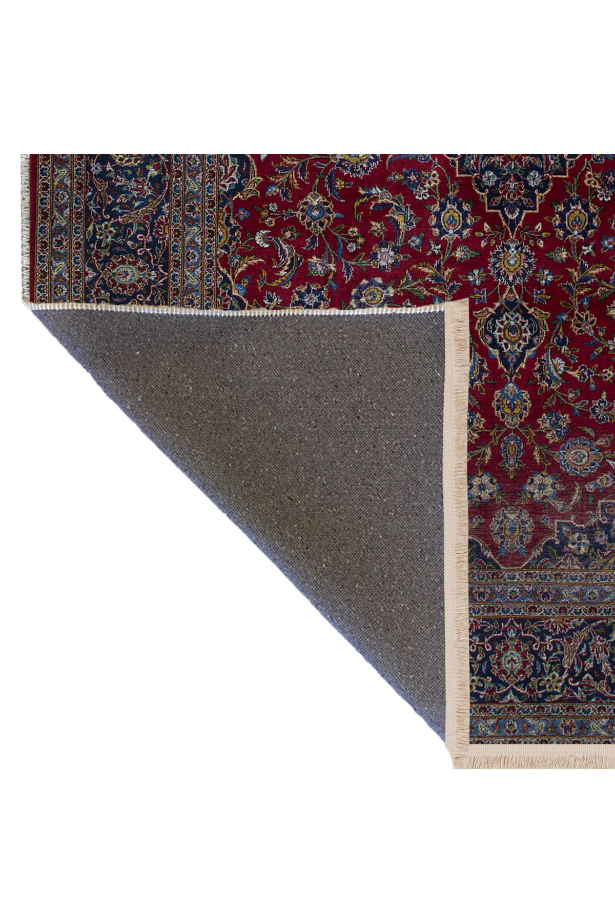 Bordo Temalı Çok Renkli Geleneksel Motif Desenli Vintage Dekoratif Halı 2909