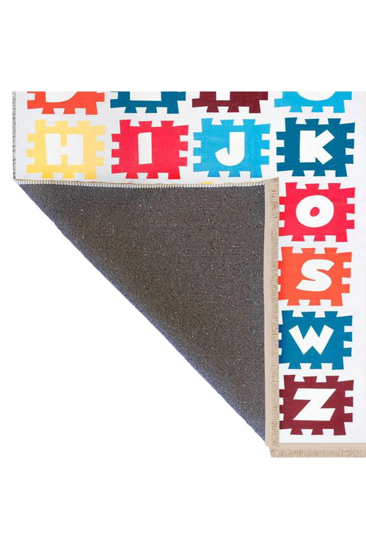 Asya Koleksiyonu Çok Renkli Harfler Desenli Dokuma Taban Modern Dekoratif Halı asya23