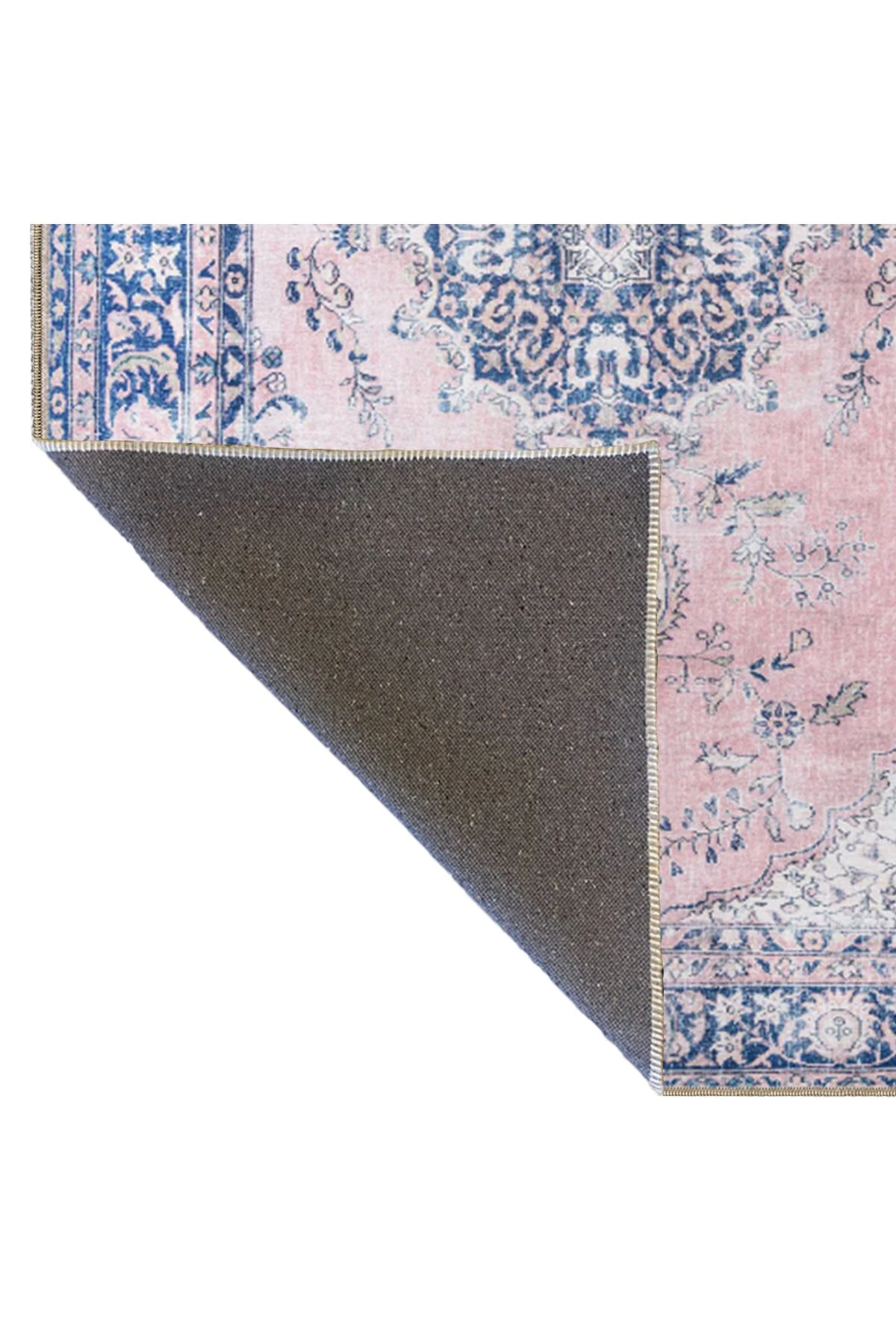 Geleneksel Temalı Mavi Pembe Renkli Dekoratif Halı ve Yıkanabilir Halı miravip9615