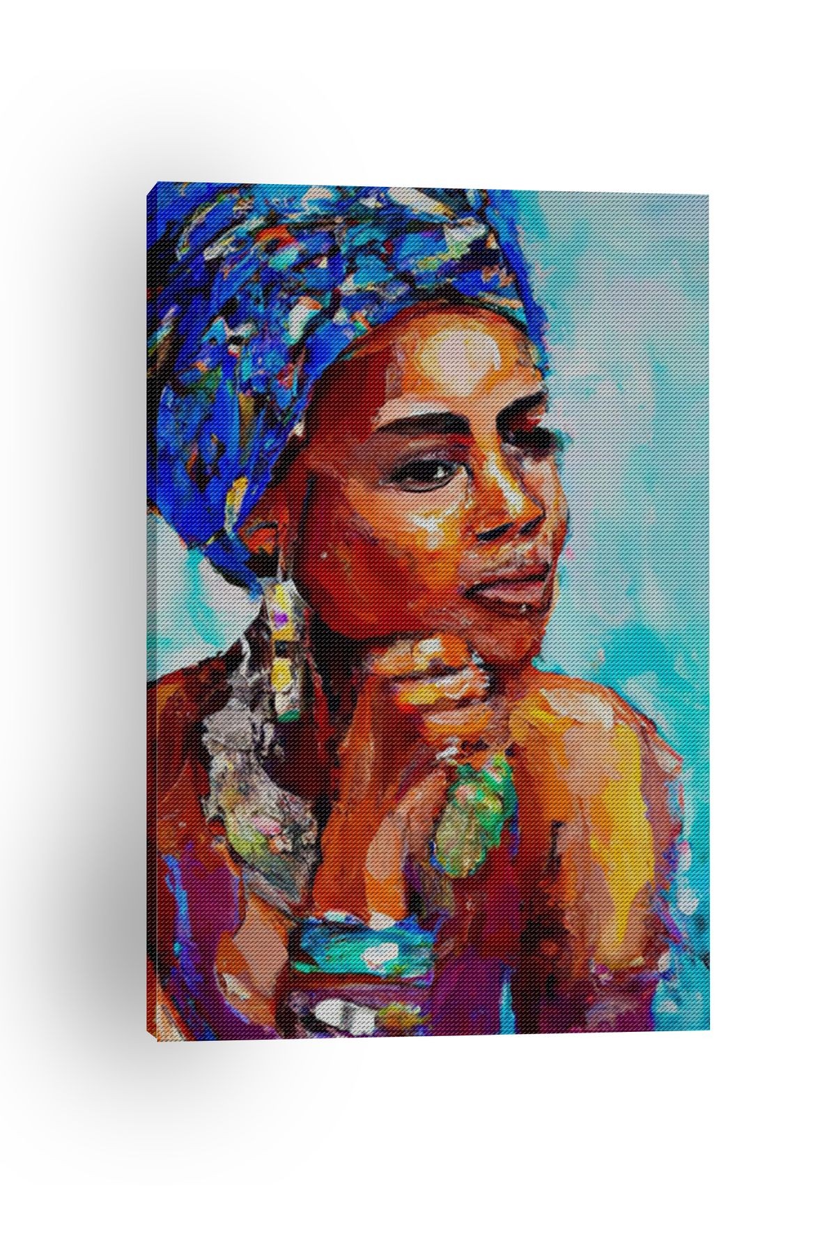 Kanvas Tablo Düşünceli Kadın Mixed Color Desenli Renkli Temalı Modern Tablo