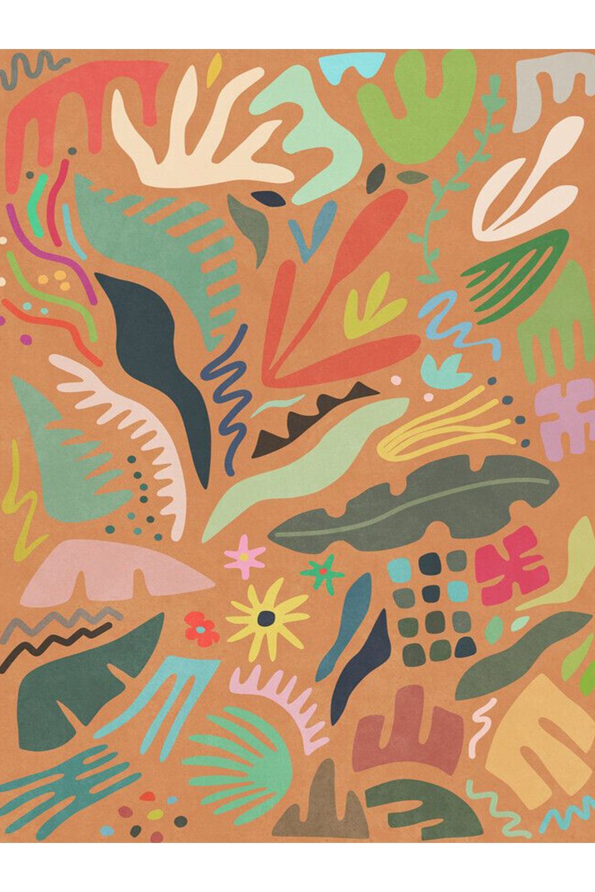 Asena Koleksiyonu Çok Renkli Soyut karma Şekiller Desenli Kreatif Modern Dekoratif Halı 41